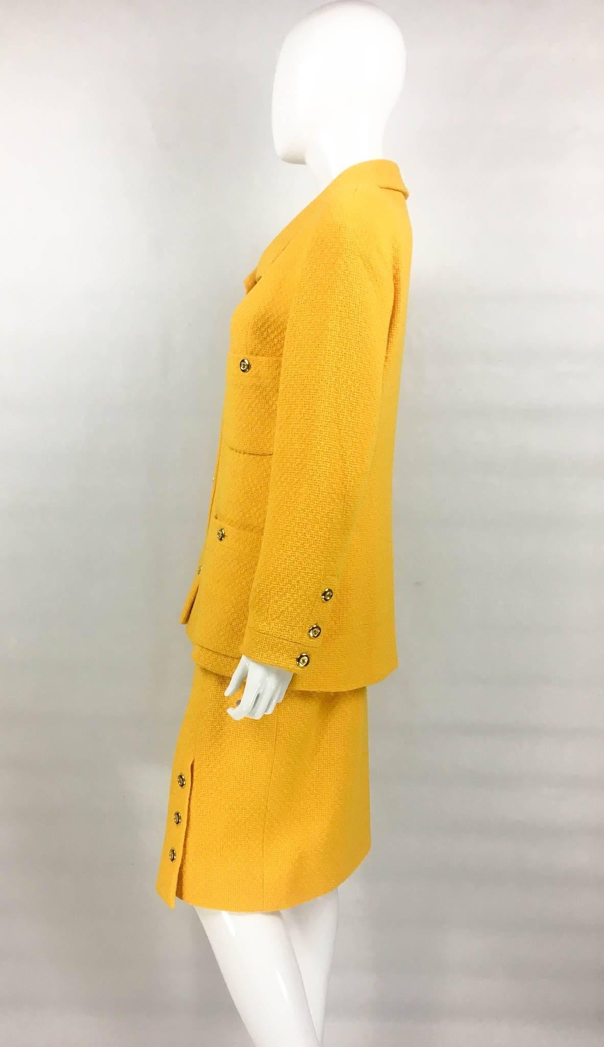 Chanel Yellow Boucle Wool Skirt Suit - Circa 1982 2