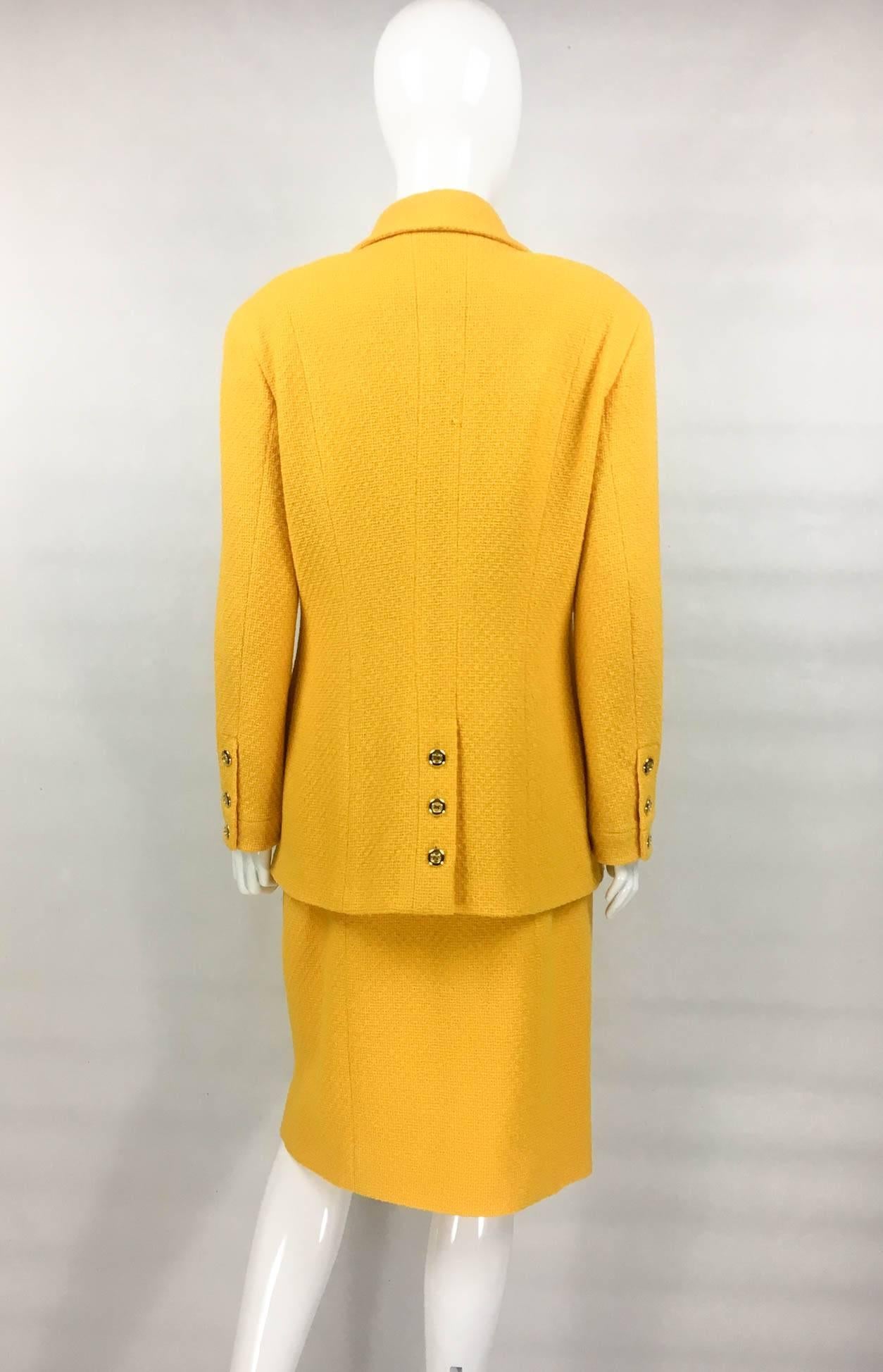 Chanel Yellow Boucle Wool Skirt Suit - Circa 1982 3