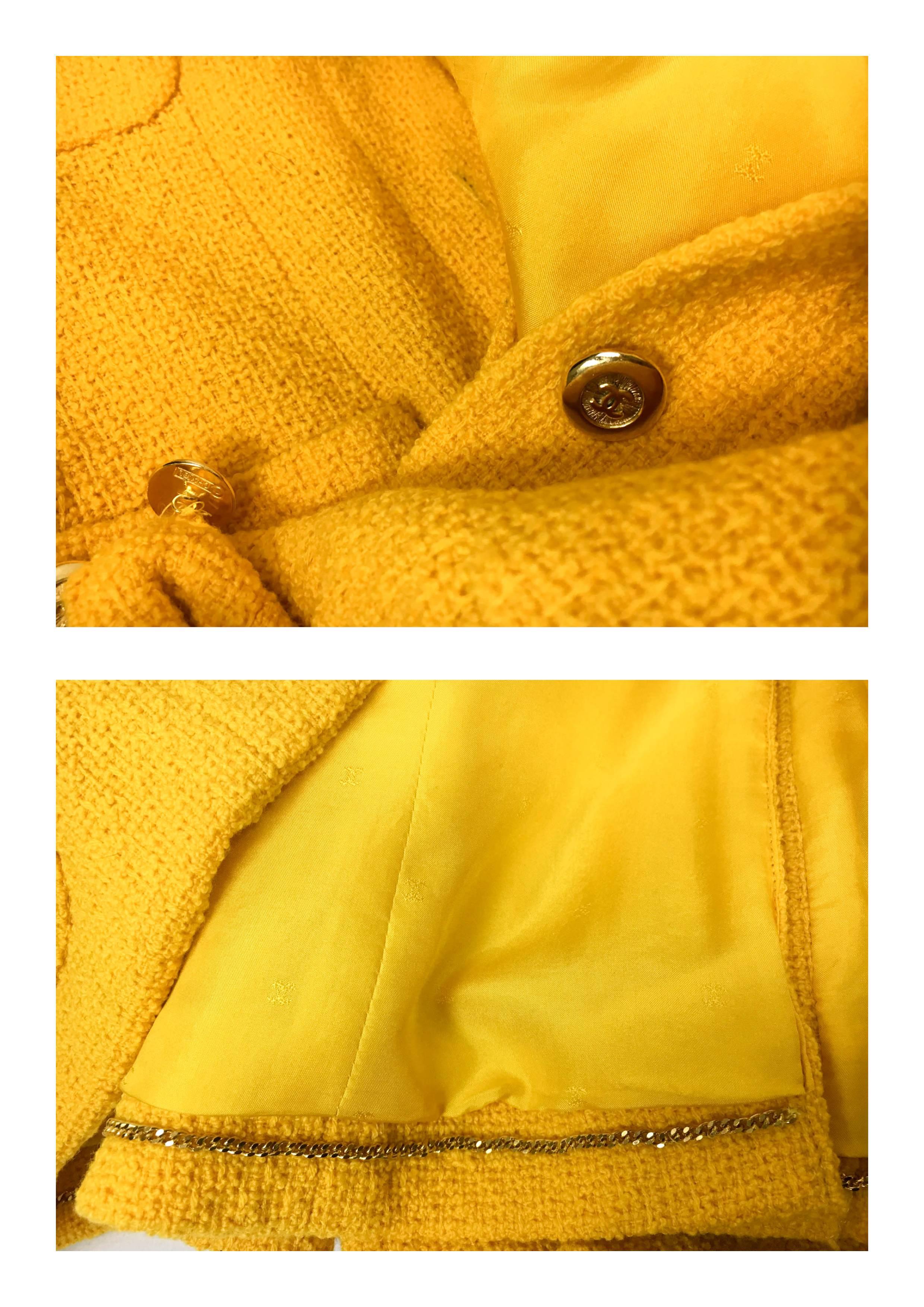 Chanel Yellow Boucle Wool Skirt Suit - Circa 1982 5