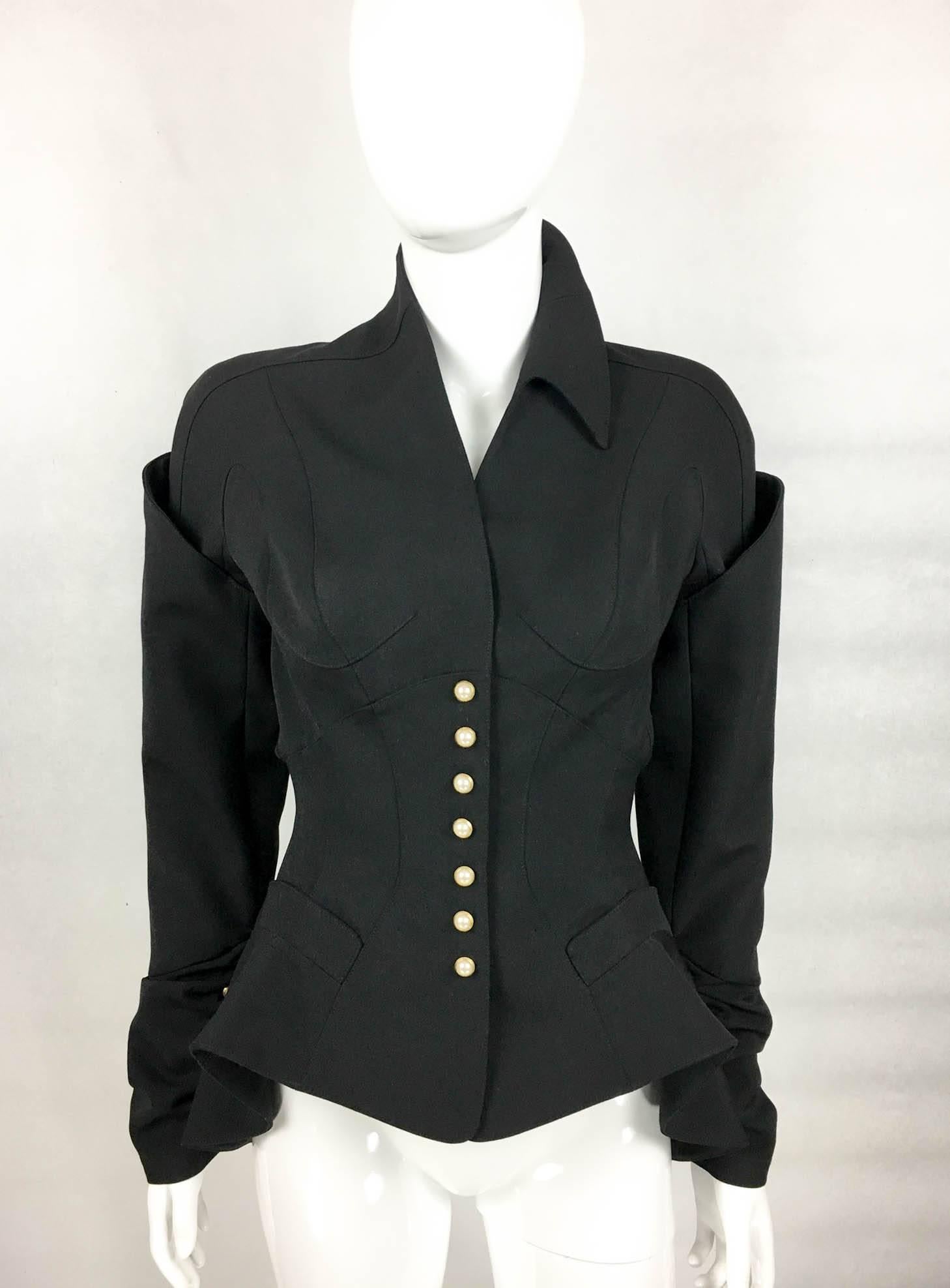 Thierry Mugler Architectural Black Wool Jacket (Runway Look) - Circa 1995 In Excellent Condition In London, Chelsea