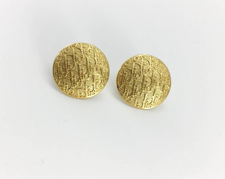 Dior GoldTone Trotter Stud Earrings For Sale at 1stDibs