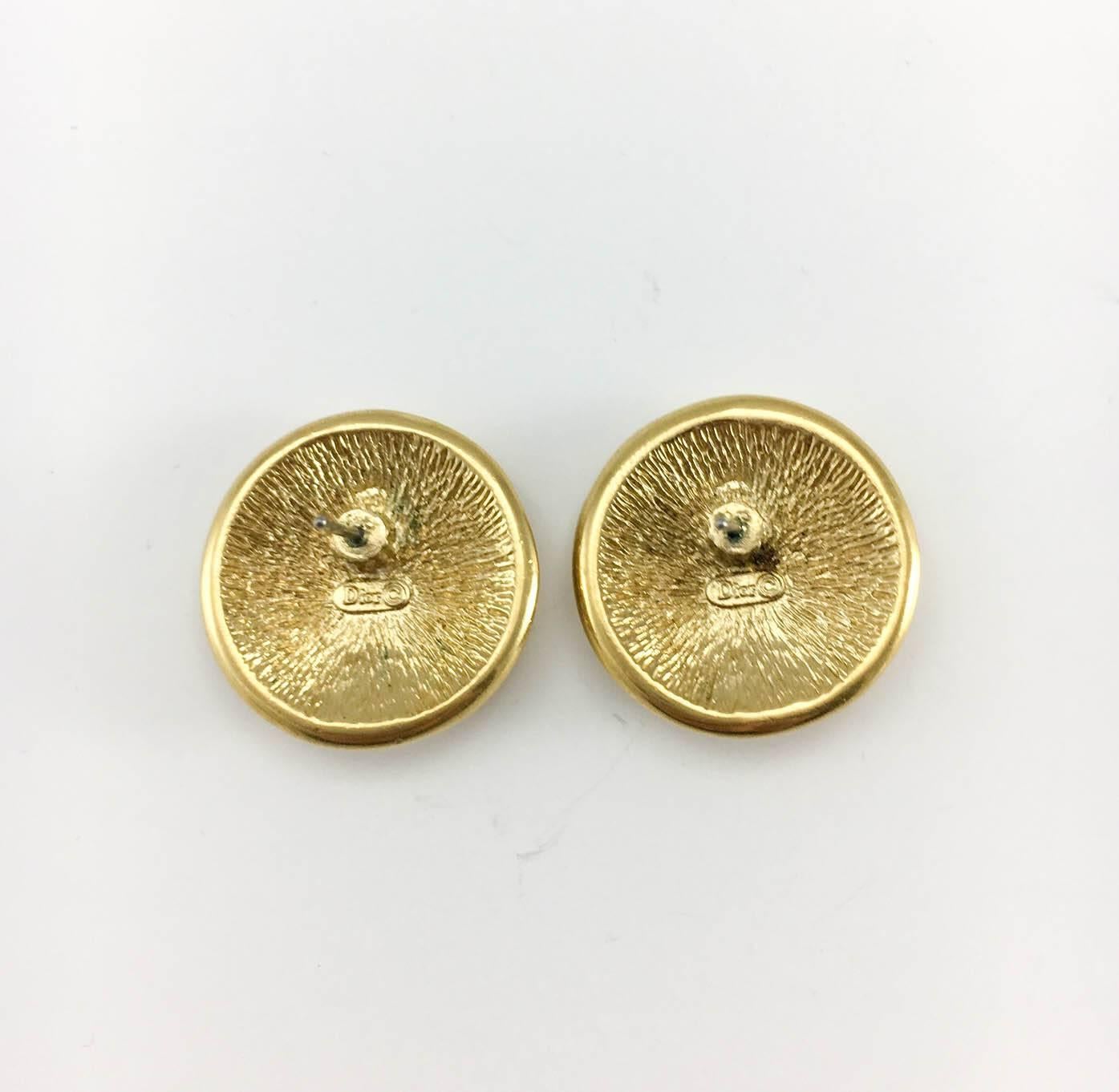 Dior Gold-Tone Trotter Stud Earrings For Sale 1