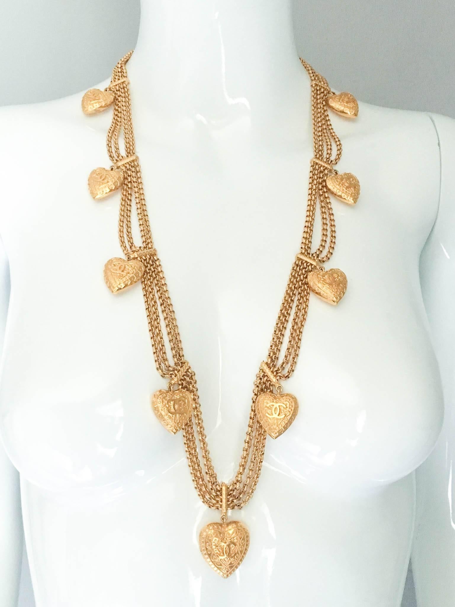 Chanel Gold-Tone Baroque-Esque Heart Belt / Necklace - 1996 3