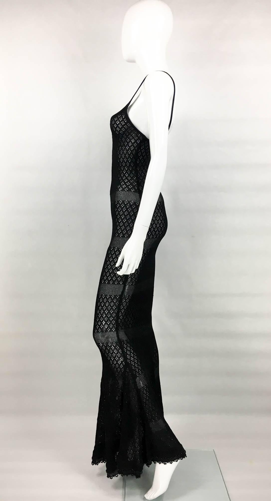 Women's Chanel Runway and Campaign Sheer Knitted Dress With Pearl Embellishment - 1995