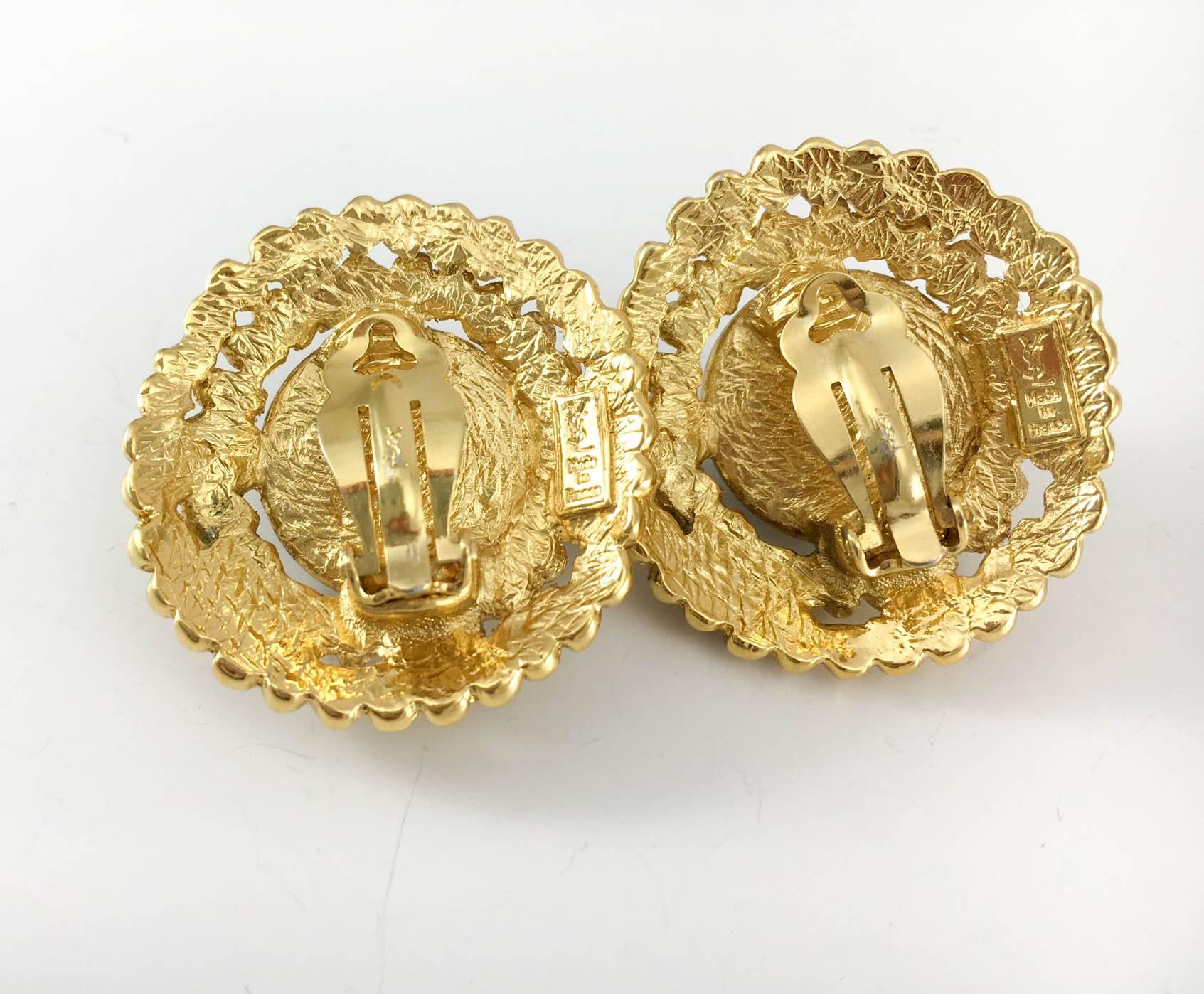 Yves Saint Laurent Green Gripoix Gold-Plated Earrings, by Goossens - 1980s 2