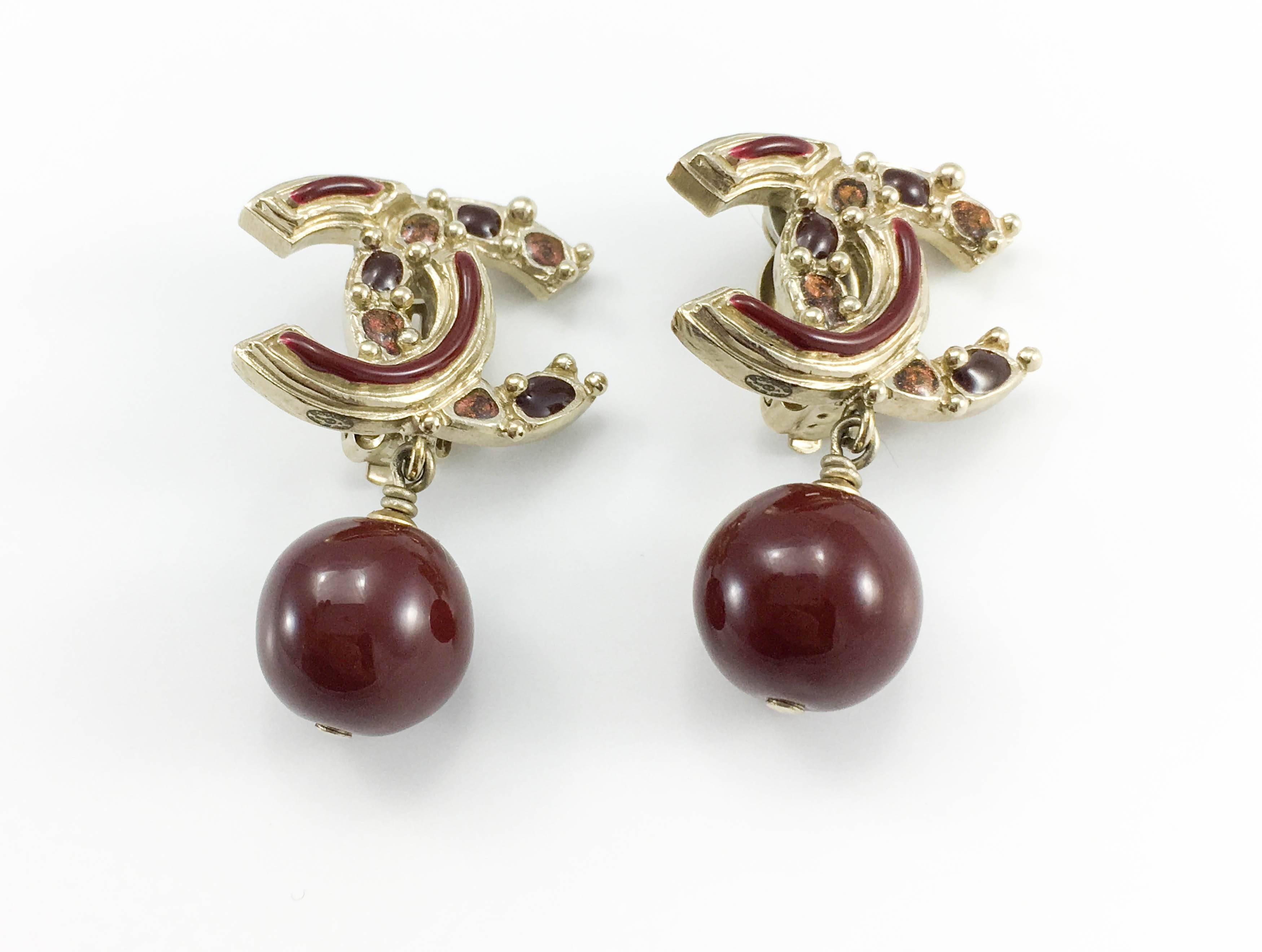 Chanel Paris-Bombay Collection Red Gripoix Dangling Earrings - Circa 2012 In Excellent Condition In London, Chelsea