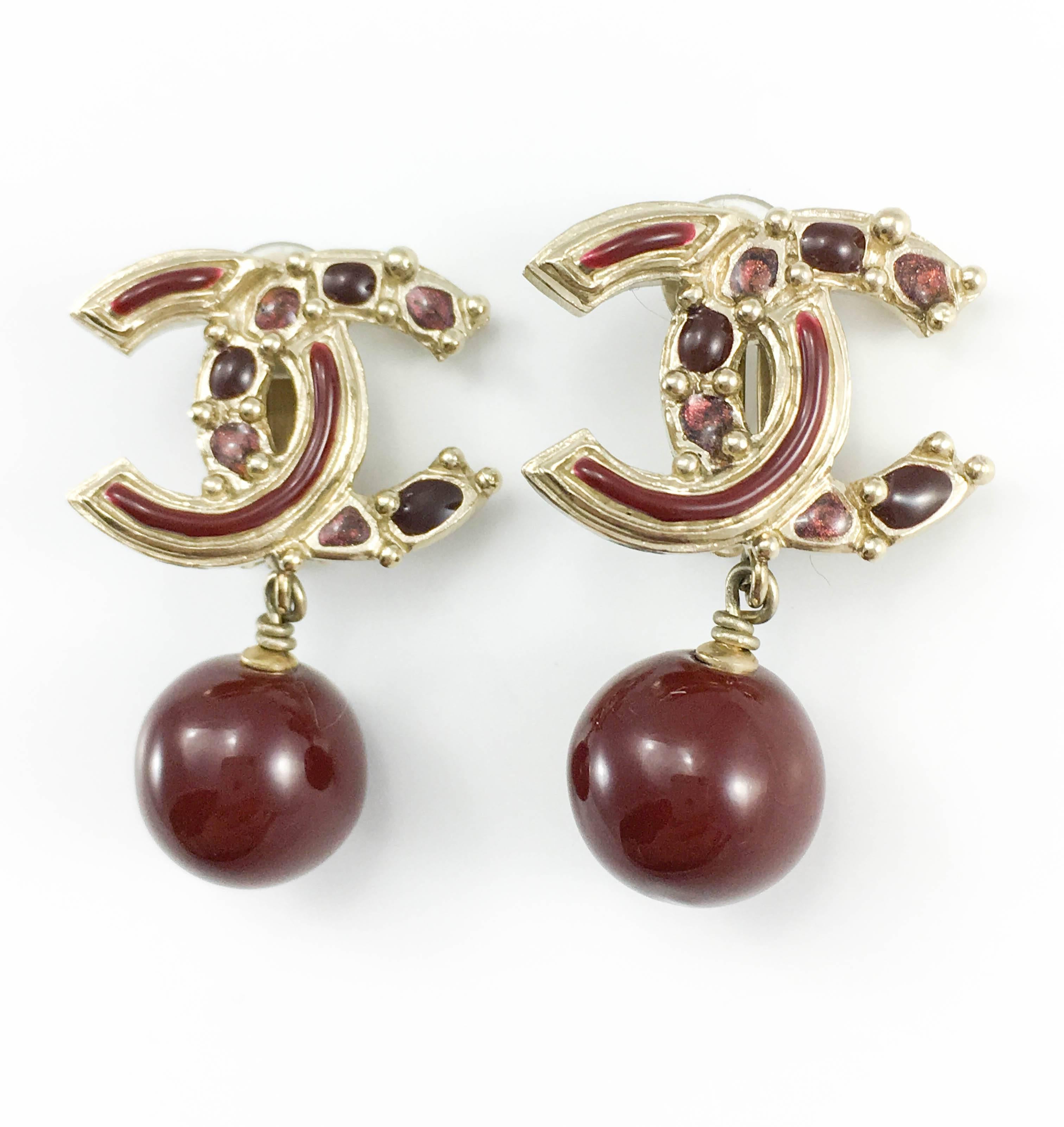 Chanel Paris-Bombay Collection Red Gripoix Dangling Earrings - Circa 2012 2