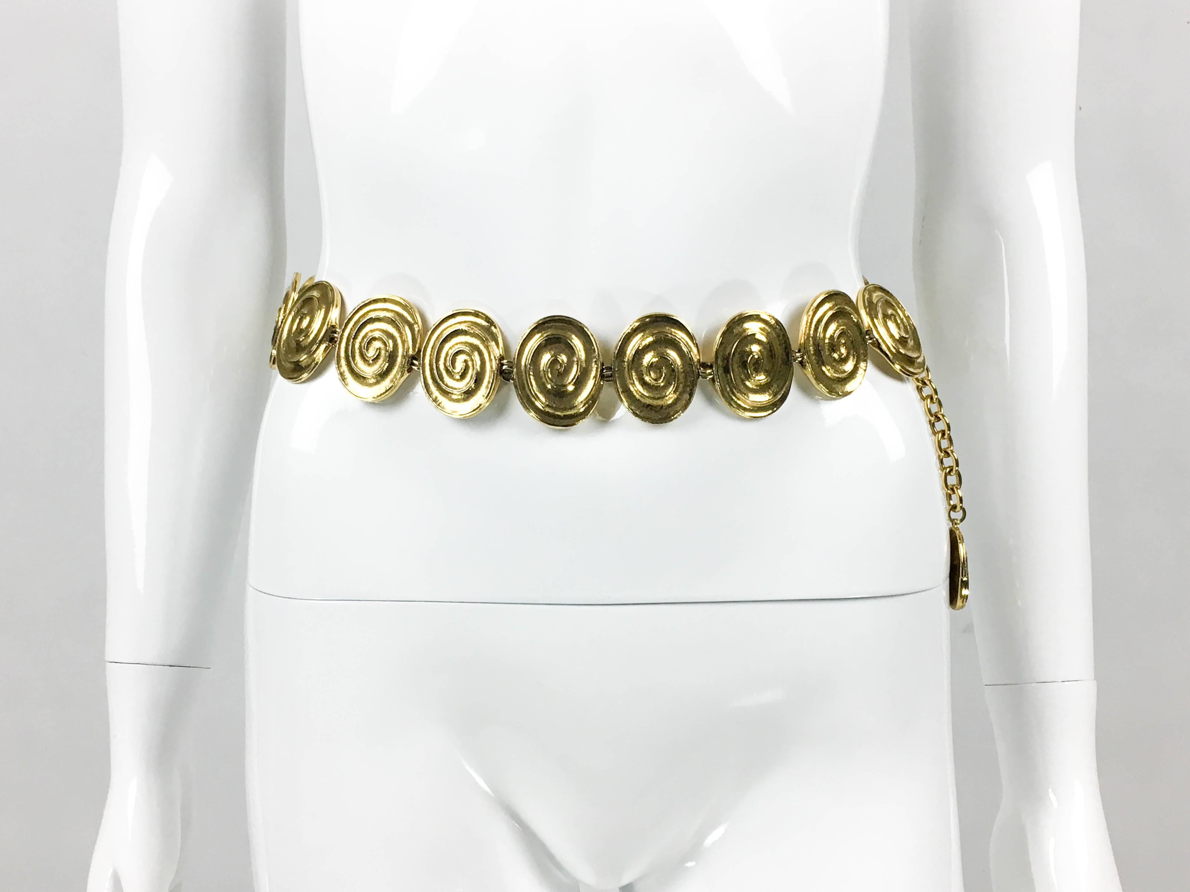 Orange Yves Saint Laurent Gold-Plated 'Spiral' Belt / Necklace - 1980's