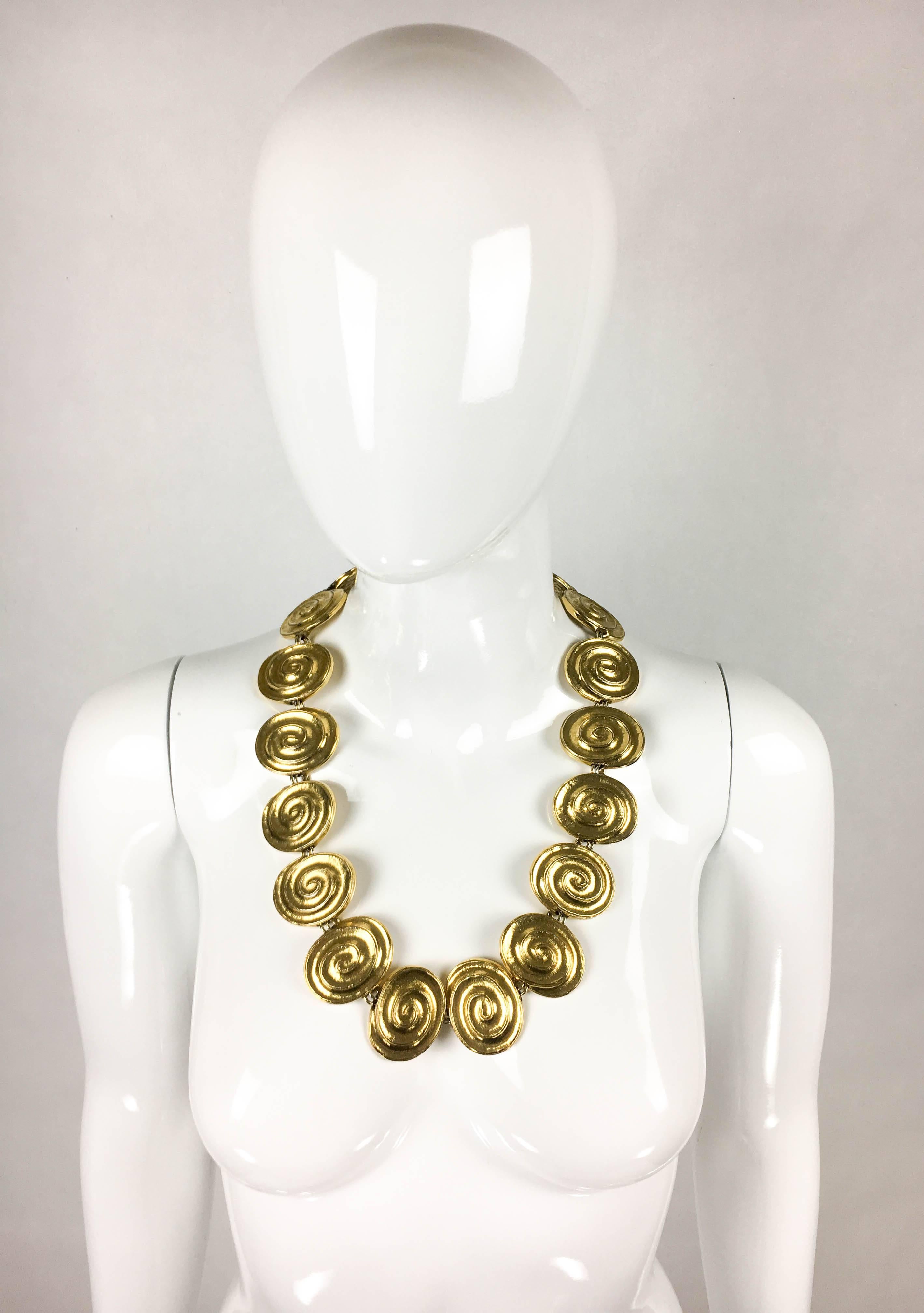 Women's Yves Saint Laurent Gold-Plated 'Spiral' Belt / Necklace - 1980's