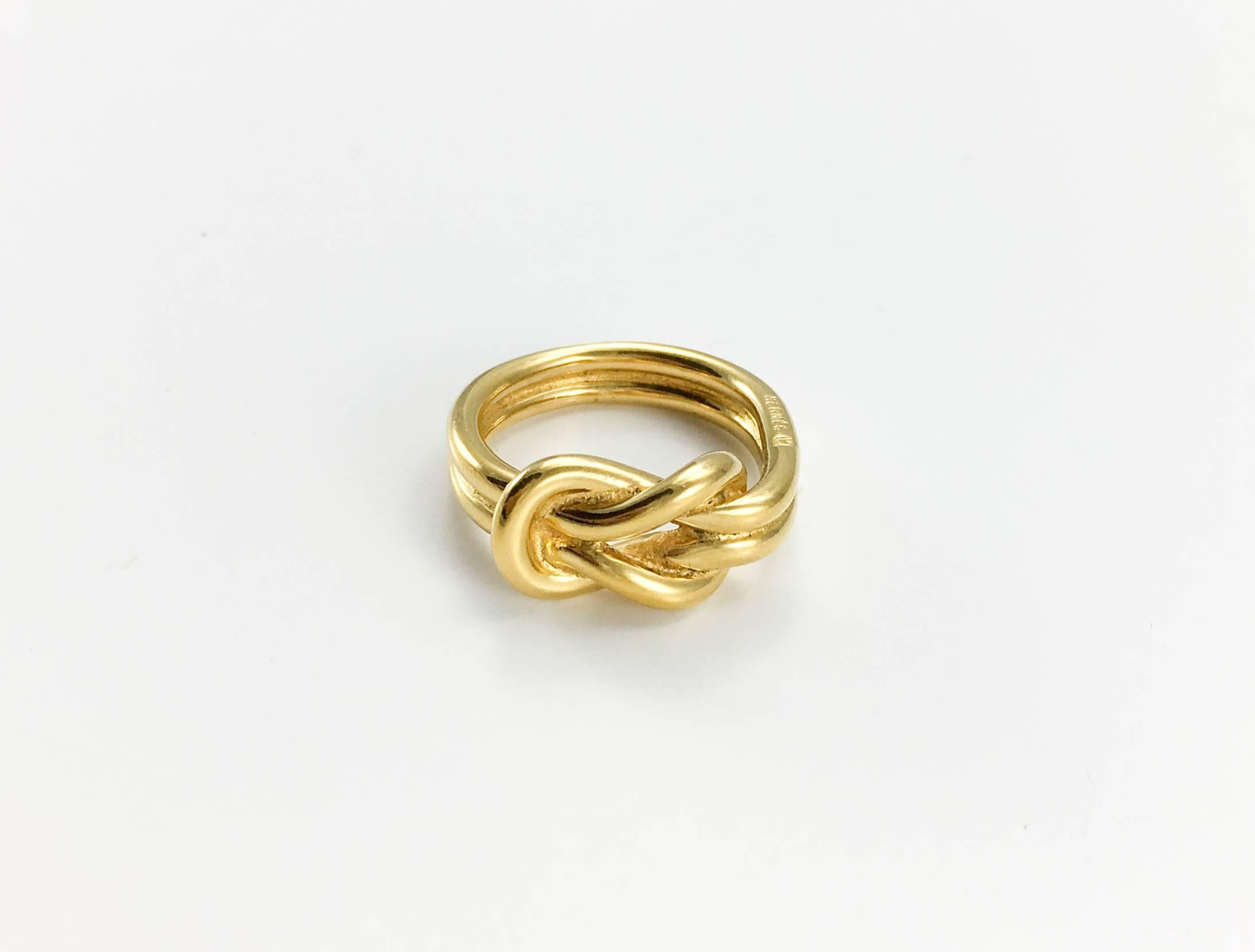 Beige Hermes Gold-Tone 'Knotted' Scarf Ring