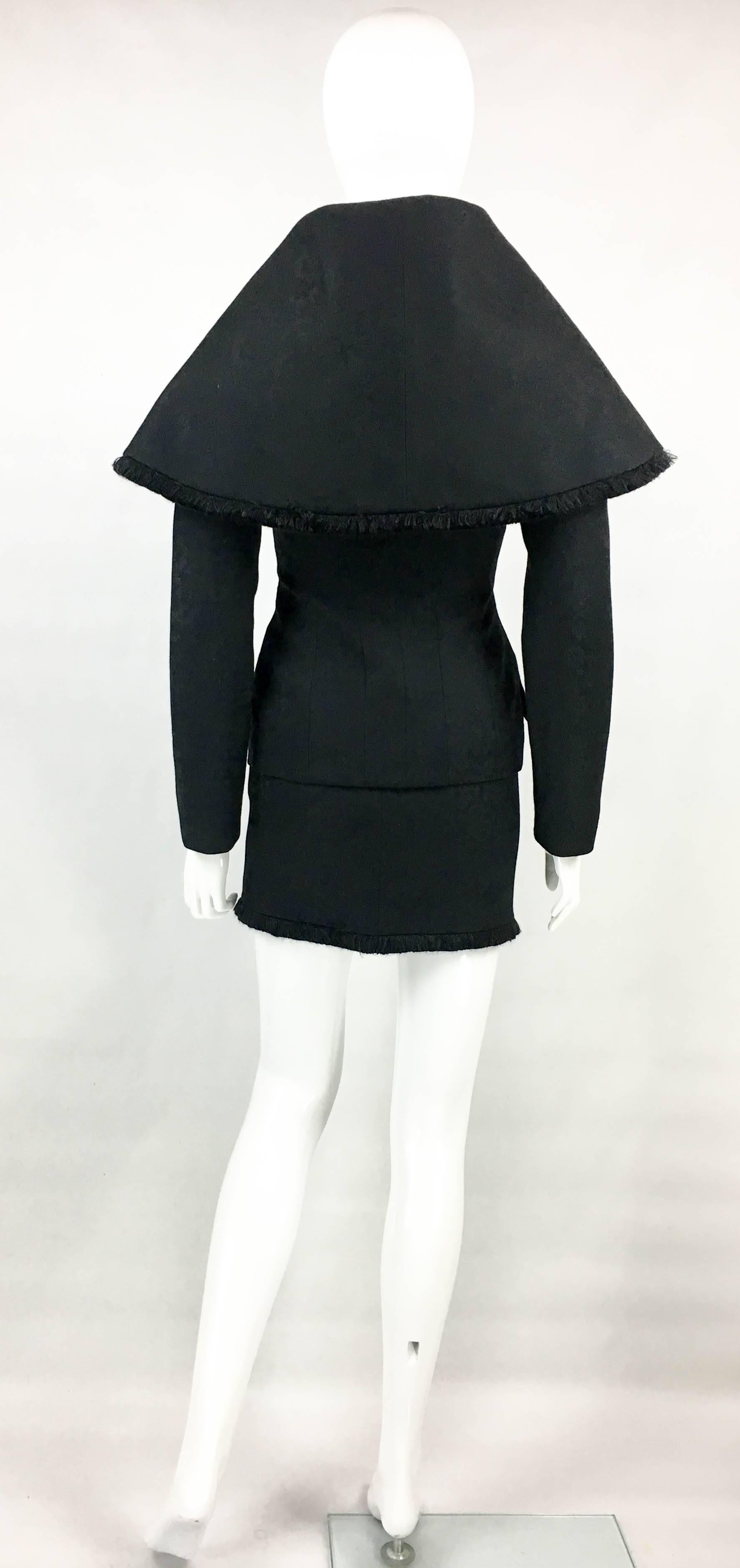 Dior by Galliano 1998 Add Campaign Black Skirt Suit with Dramatic Collar 2