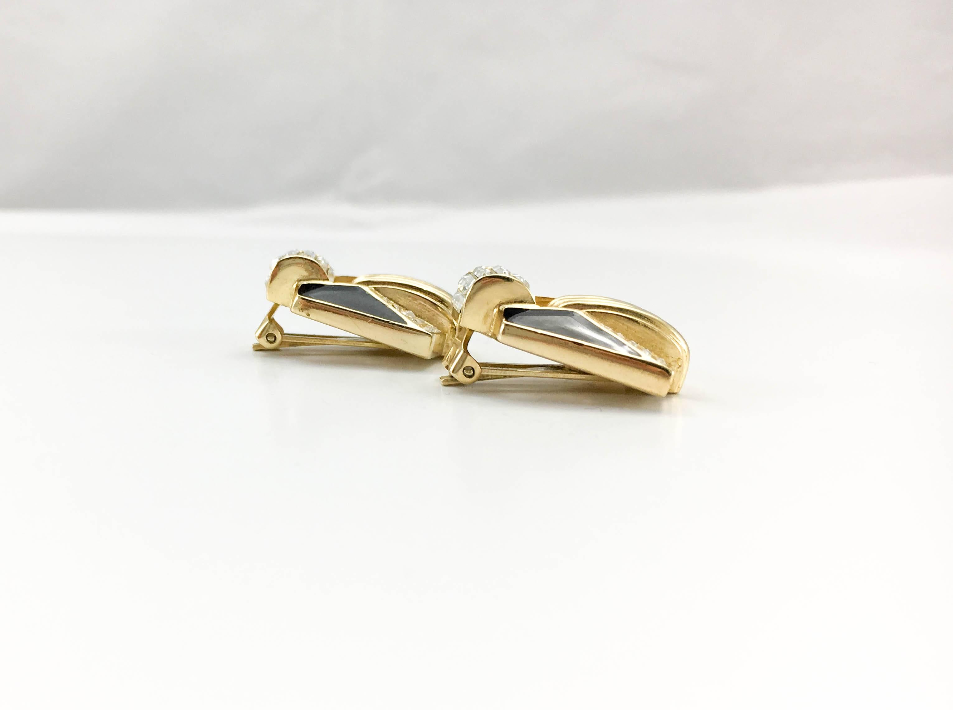 Dior Art Deco Style Gold-Plated Earrings - 1980's In Excellent Condition In London, Chelsea
