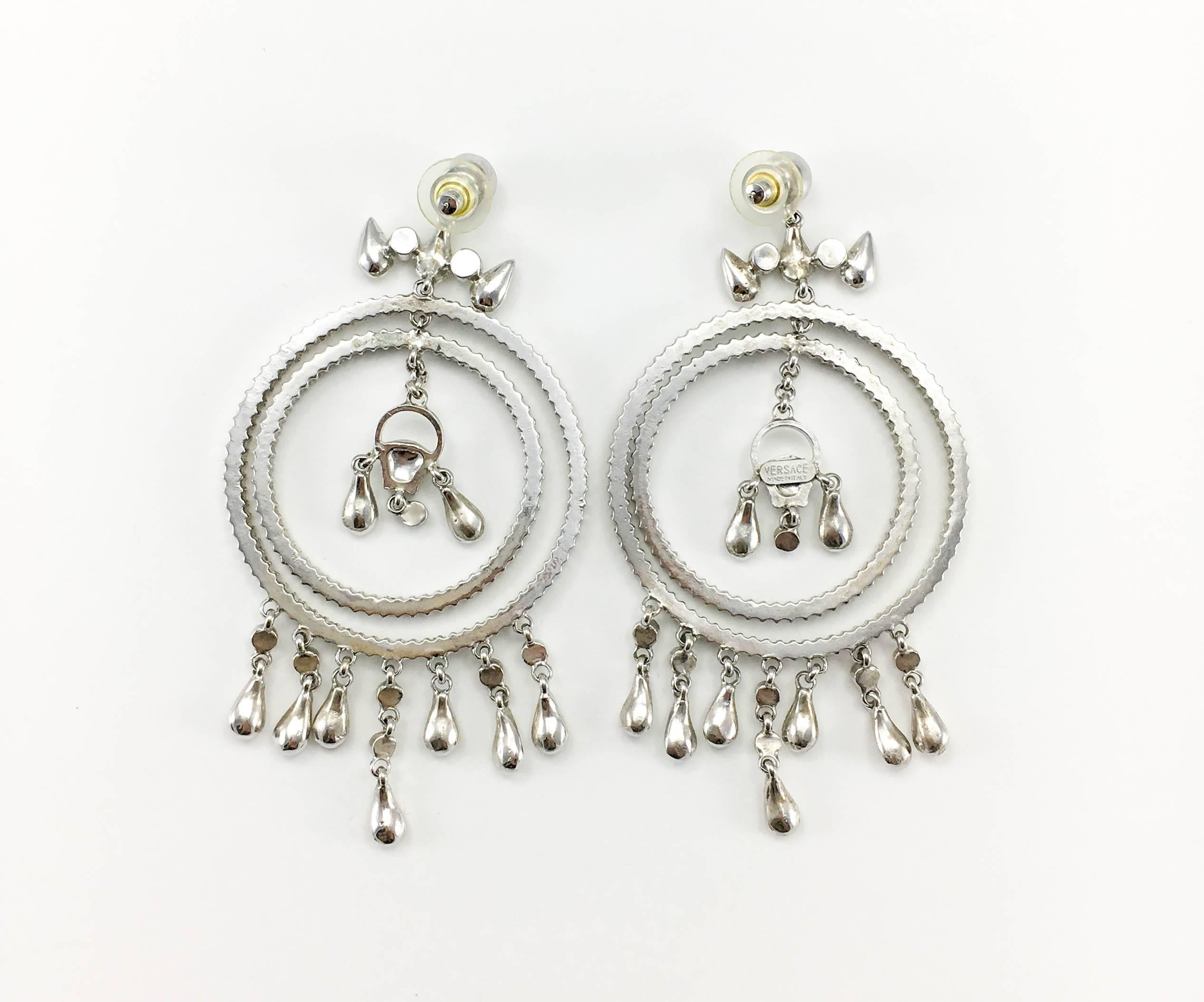 Versace Crystal Embellished Chandelier Earrings with the 'Medusa's Head' For Sale 3