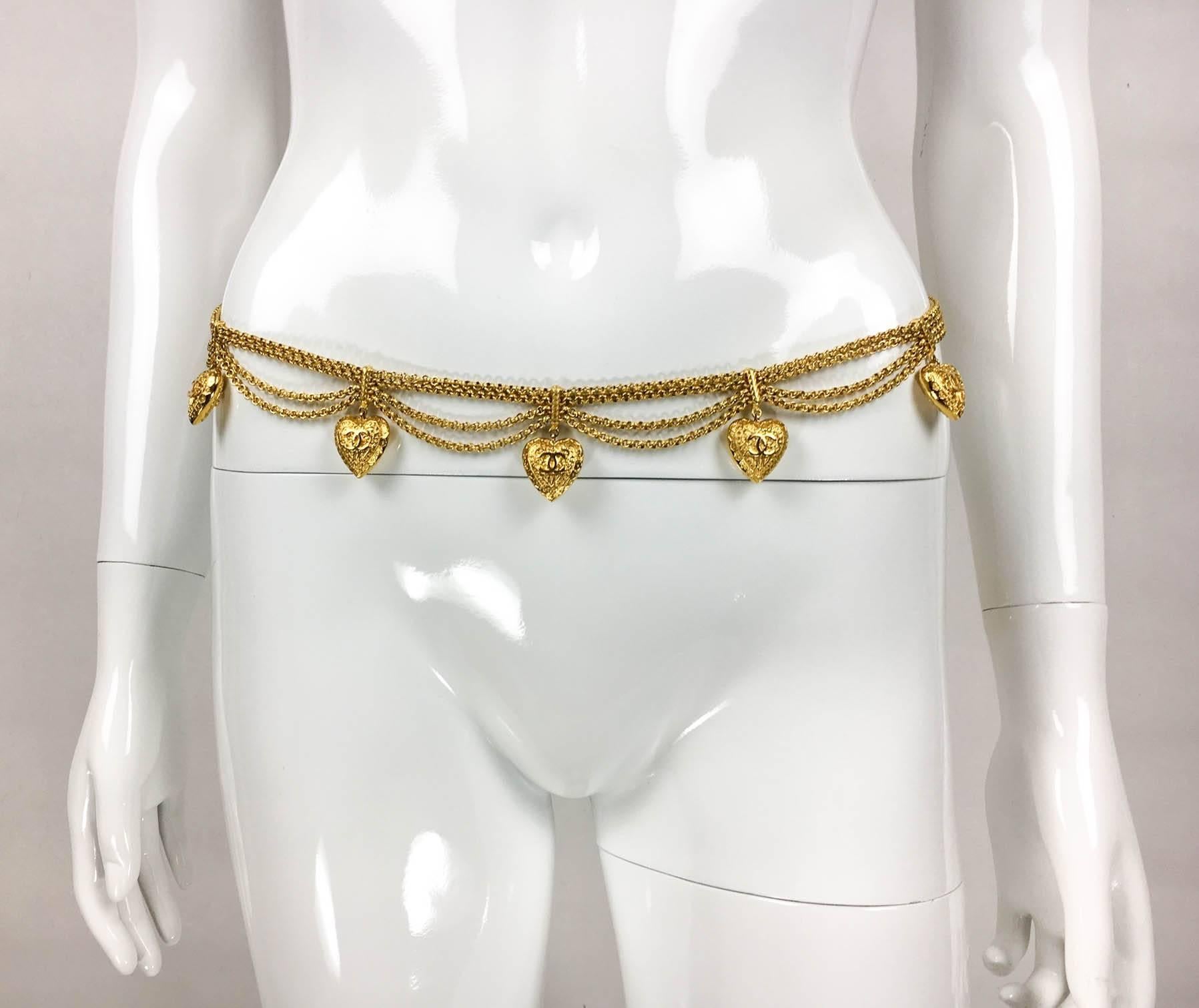Chanel Gold-Tone Baroque-Esque Heart Necklace / Belt - 1996 3