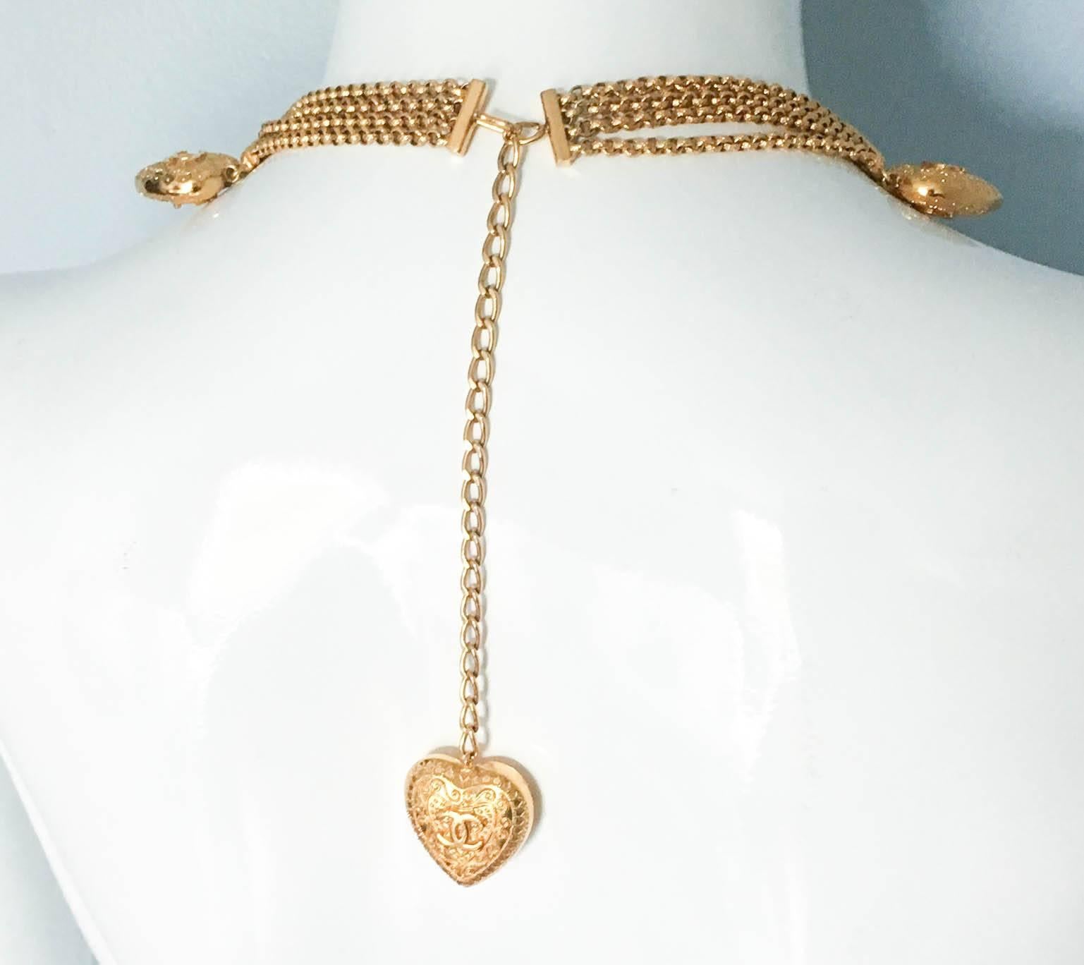 Chanel Gold-Tone Baroque-Esque Heart Necklace / Belt - 1996 2