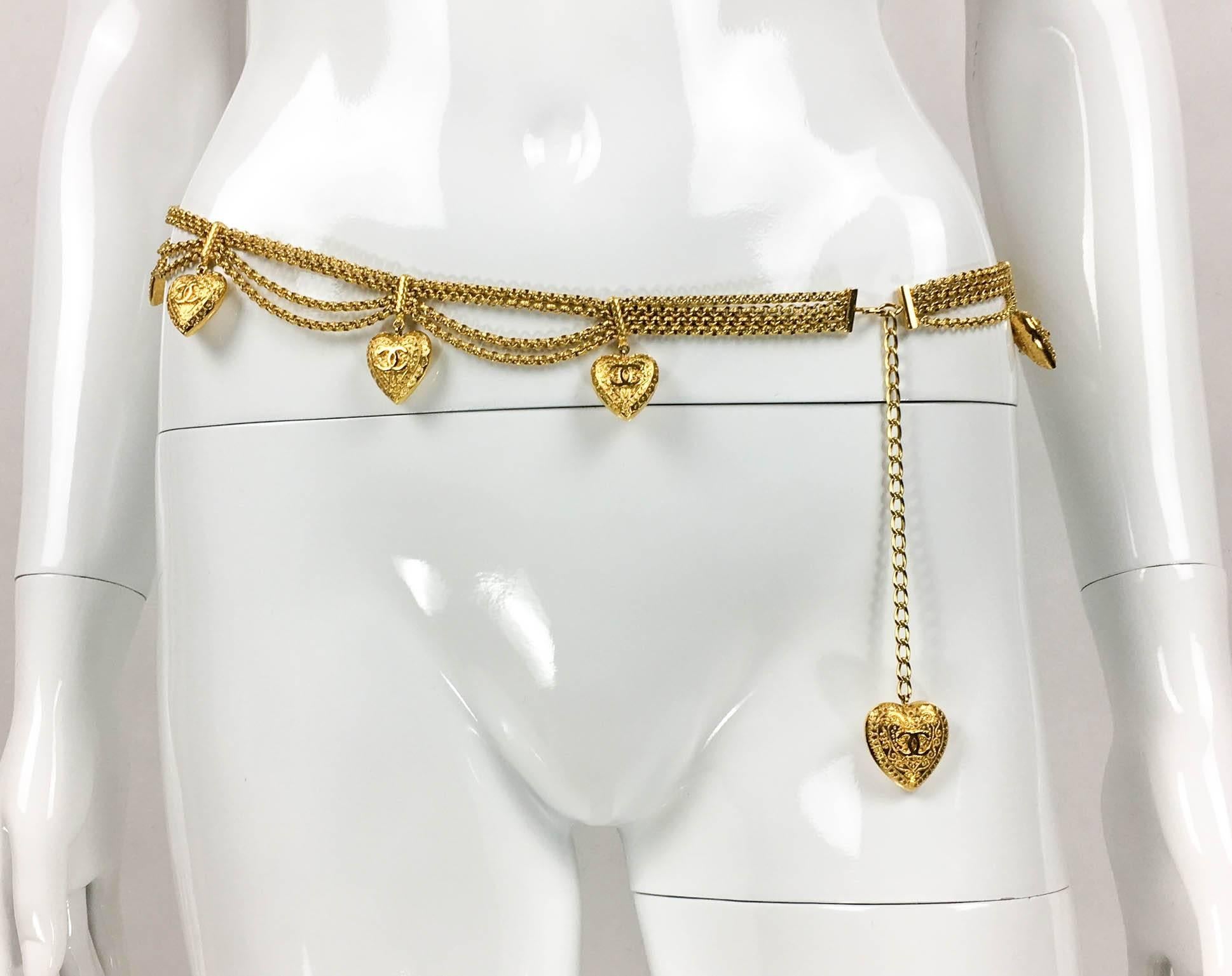 Chanel Gold-Tone Baroque-Esque Heart Necklace / Belt - 1996 4