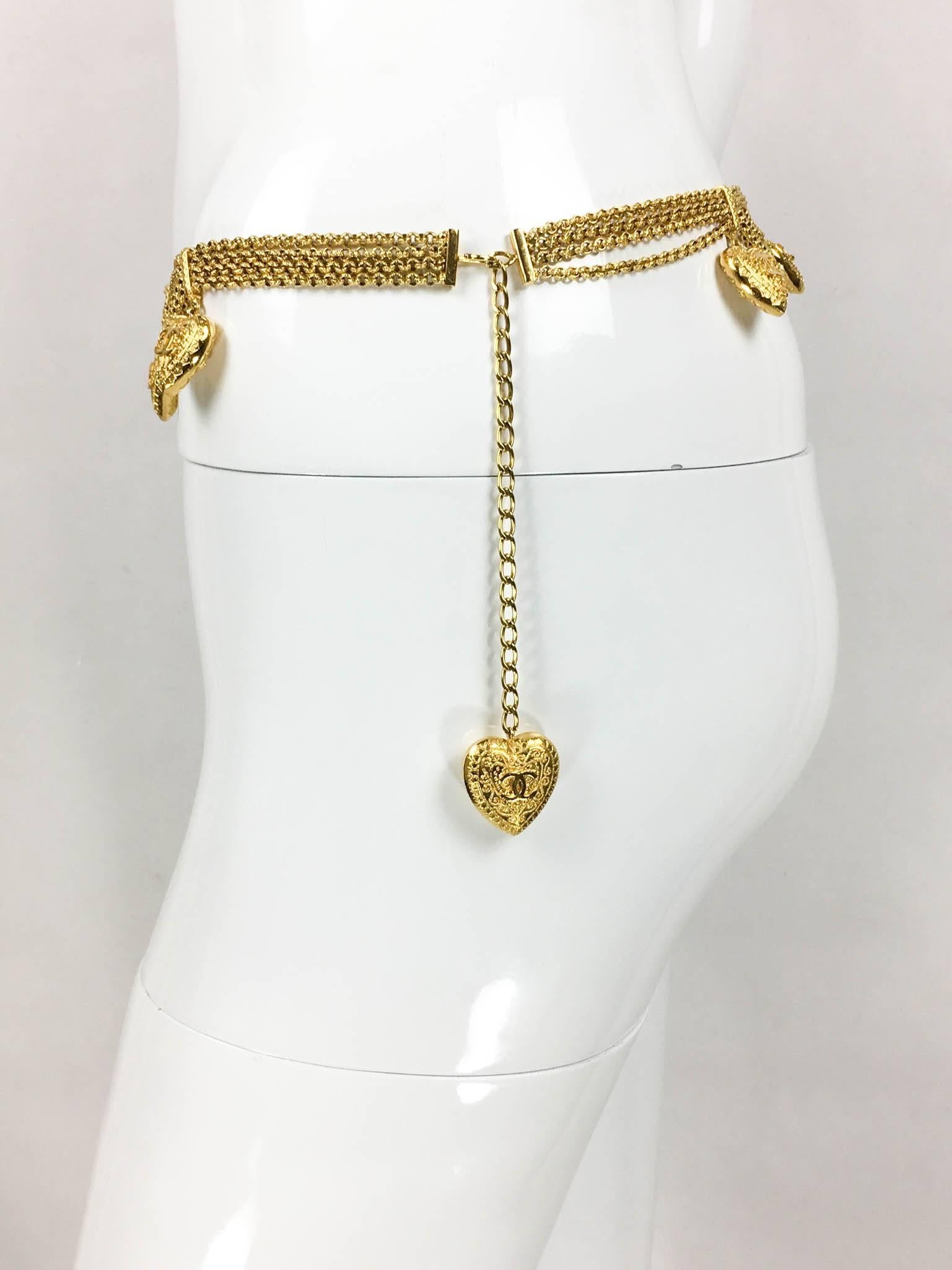 Chanel Gold-Tone Baroque-Esque Heart Necklace / Belt - 1996 5