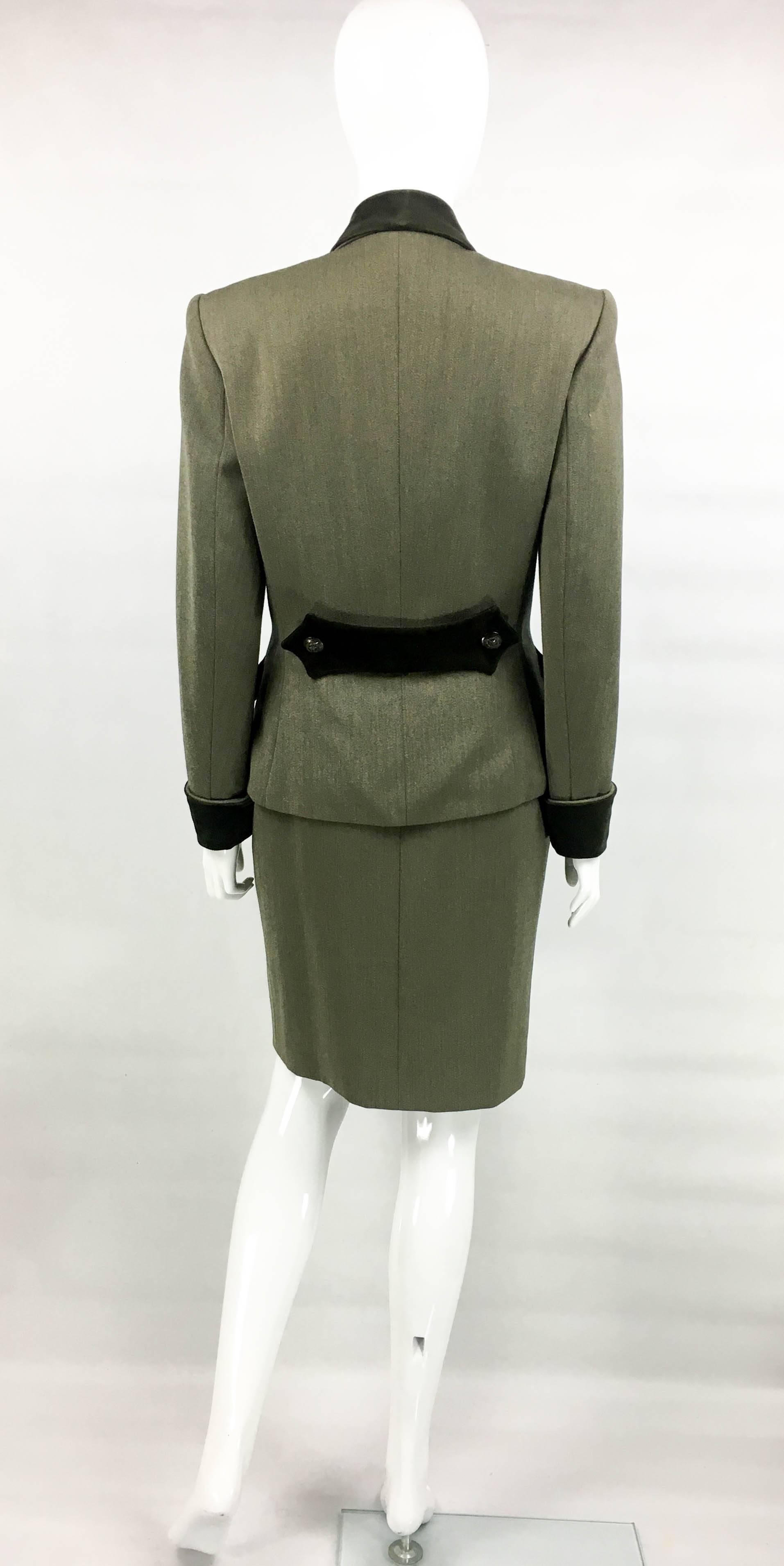 Women's 1980s Hermes Double-Breasted Wool Skirt Suit
