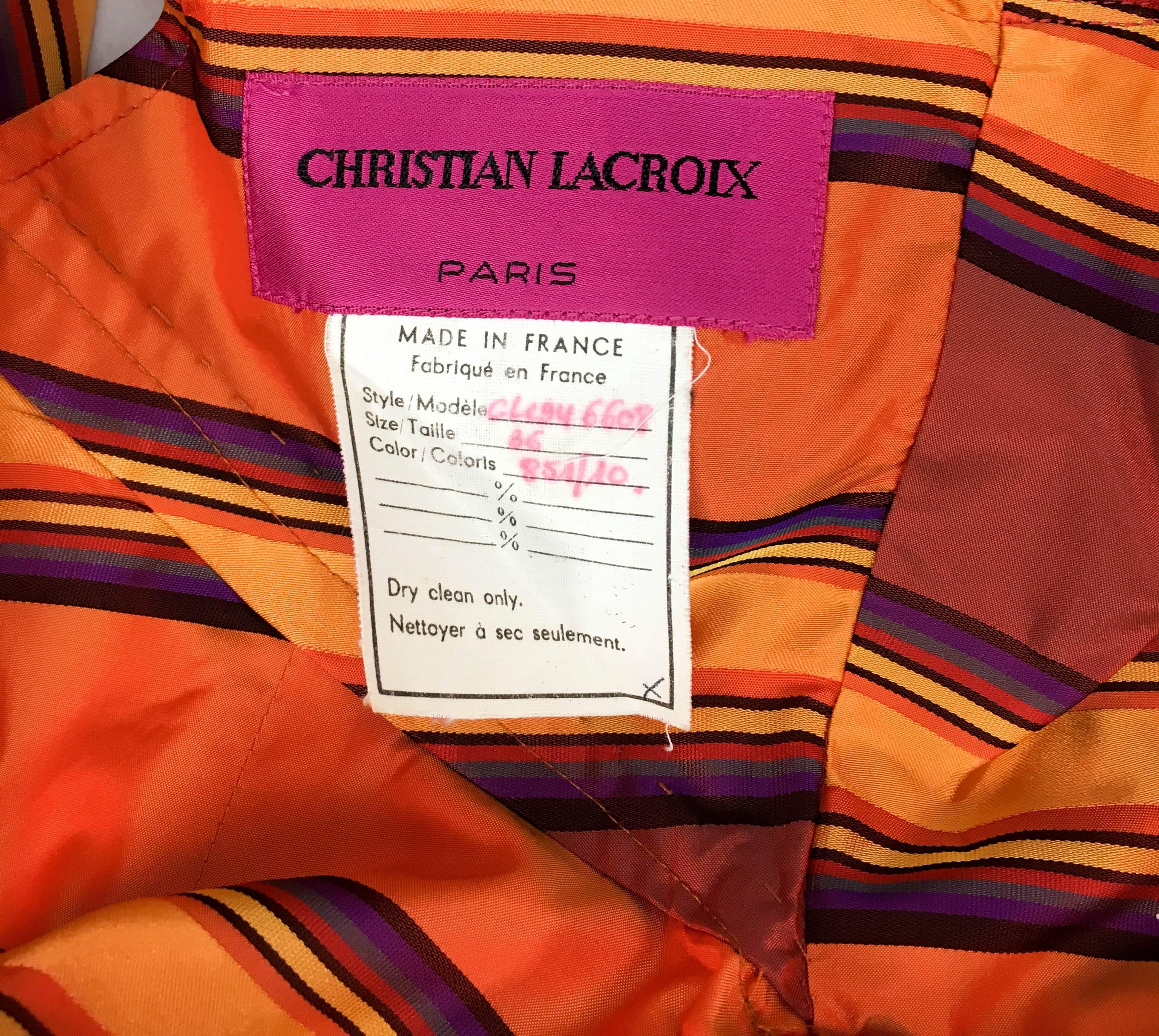 1990s Christian Lacroix Colourful Striped Silk Blouse With Gilt Metal Buttons 5