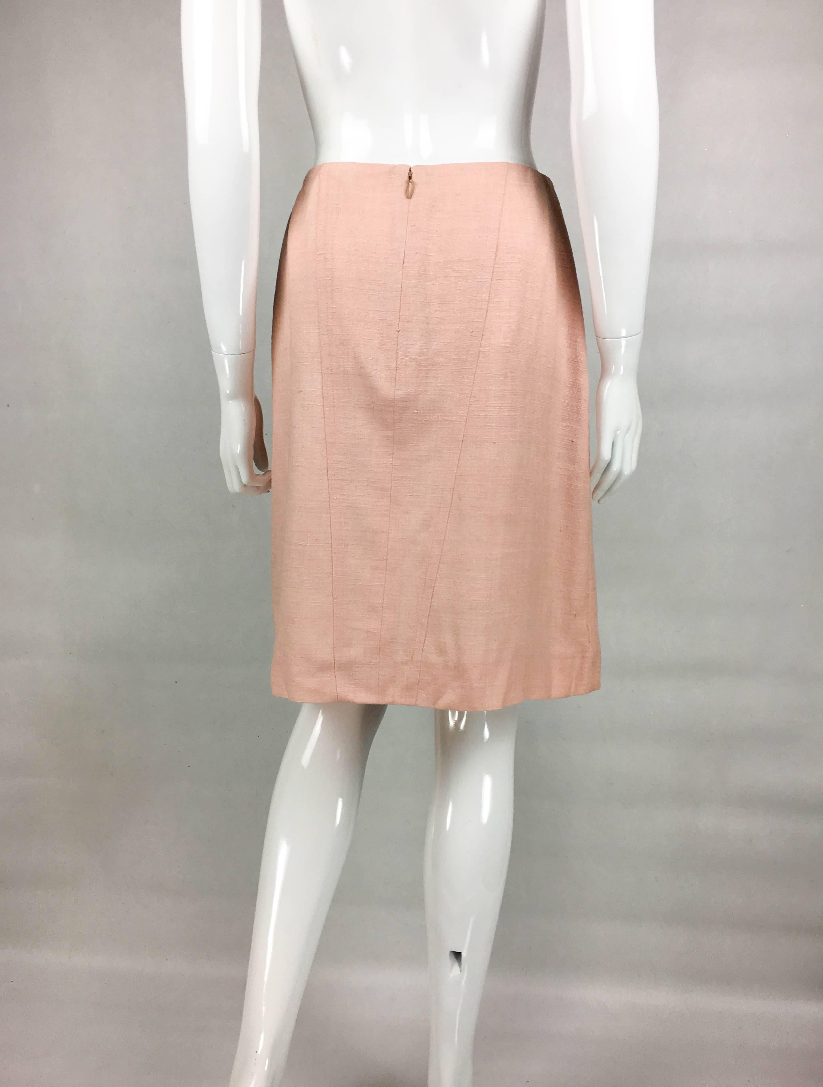 Women's 2001 Chanel Pale Pink A-Line Silk Skirt For Sale