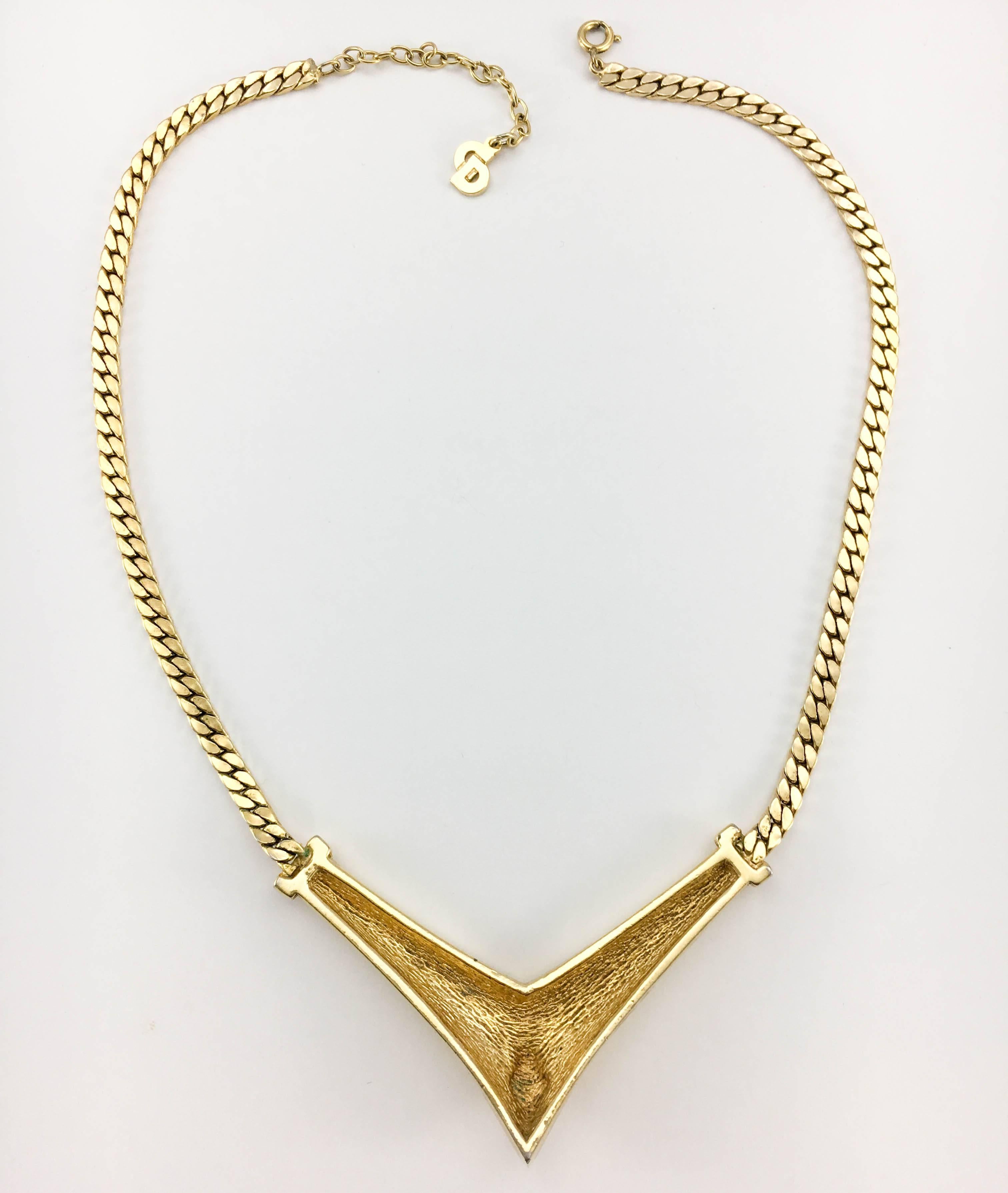 1980s Dior Enamelled Gilt Necklace For Sale 3