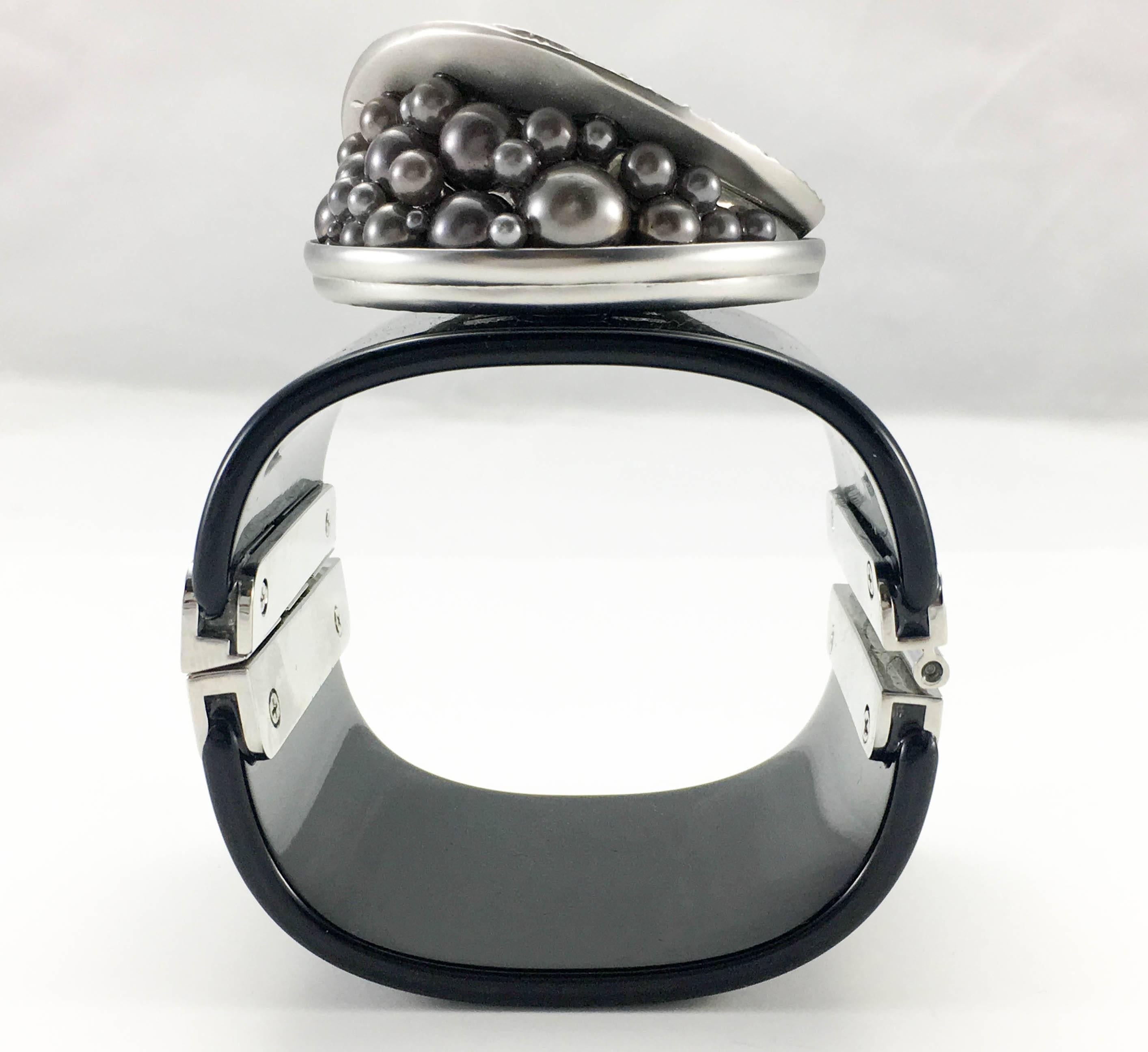 Women's 2014 Chanel Runway 'Tin of Caviar' Black Resin Bracelet