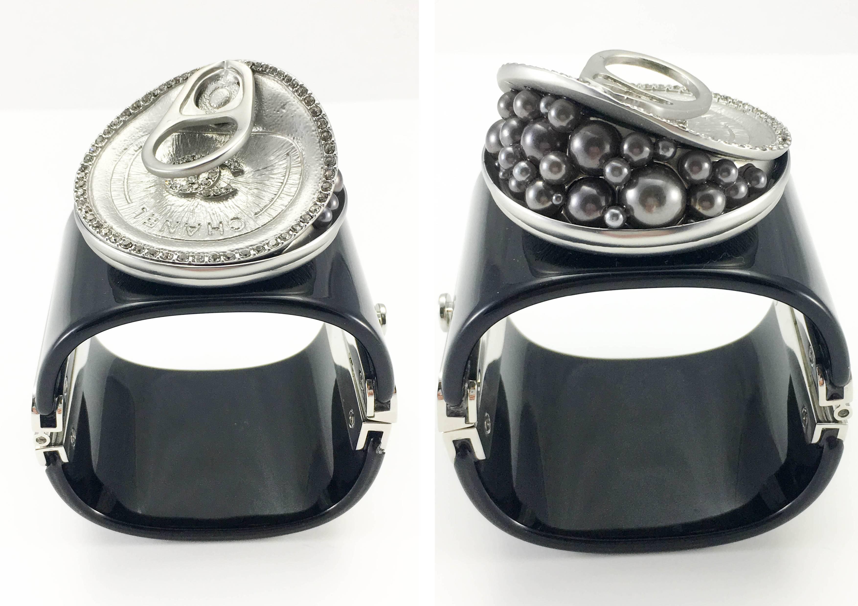 2014 Chanel Runway 'Tin of Caviar' Black Resin Bracelet 4