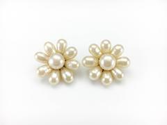 1970's Chanel Gripoix Pearl Flower Earrings