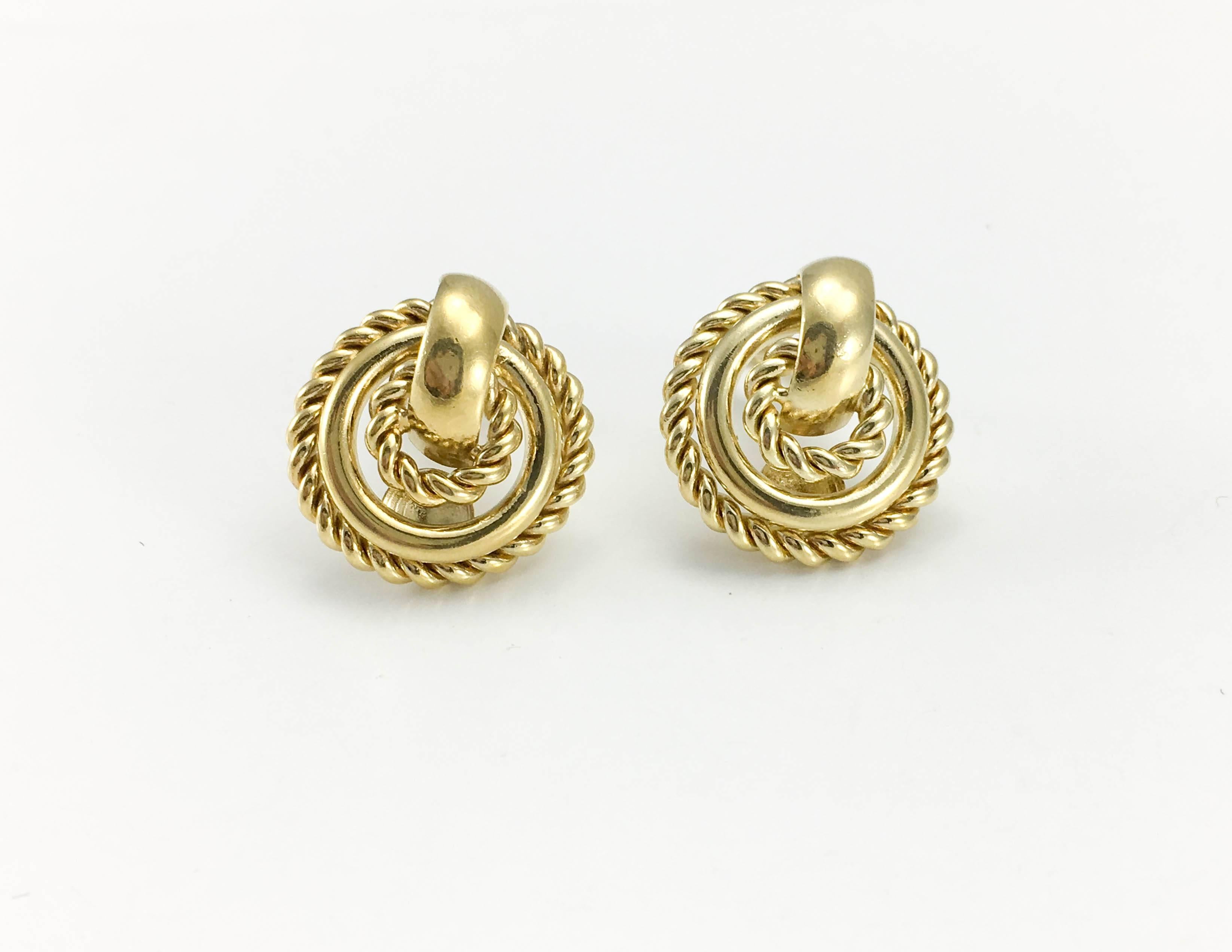 1980s Dior Gold-Tone Round Clip-On Earrings In Excellent Condition In London, Chelsea