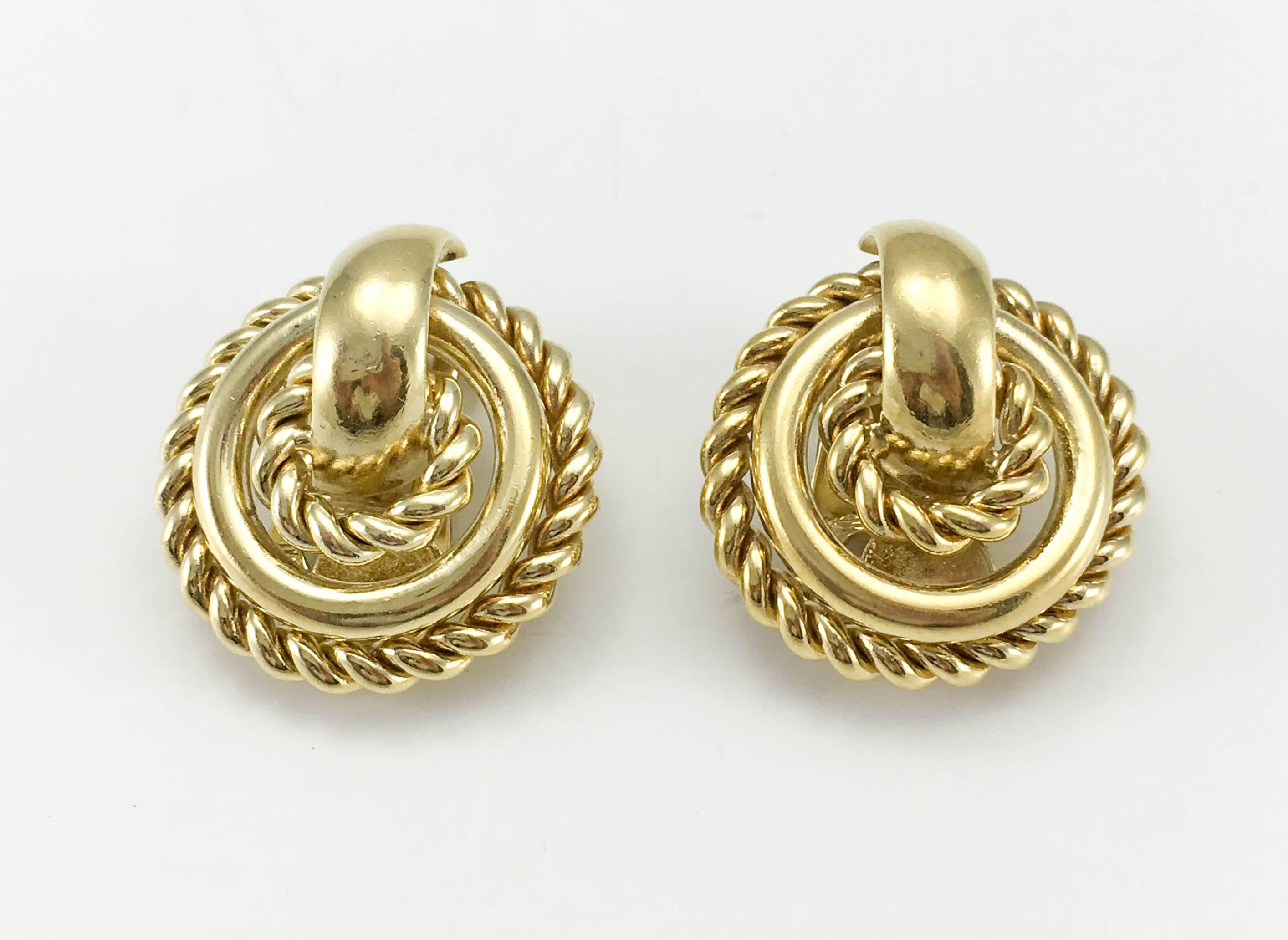 Women's 1980s Dior Gold-Tone Round Clip-On Earrings