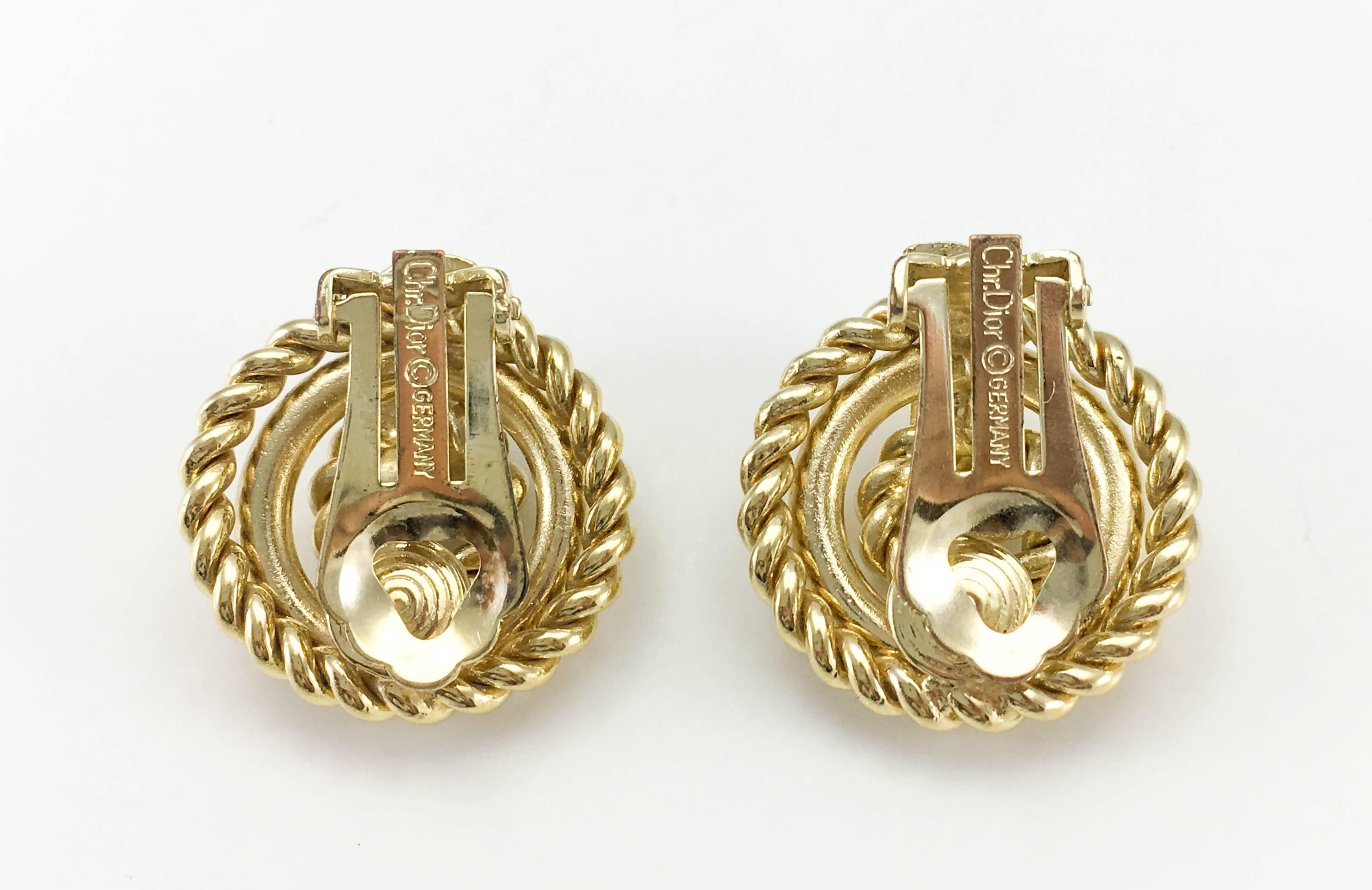 1980s Dior Gold-Tone Round Clip-On Earrings 3