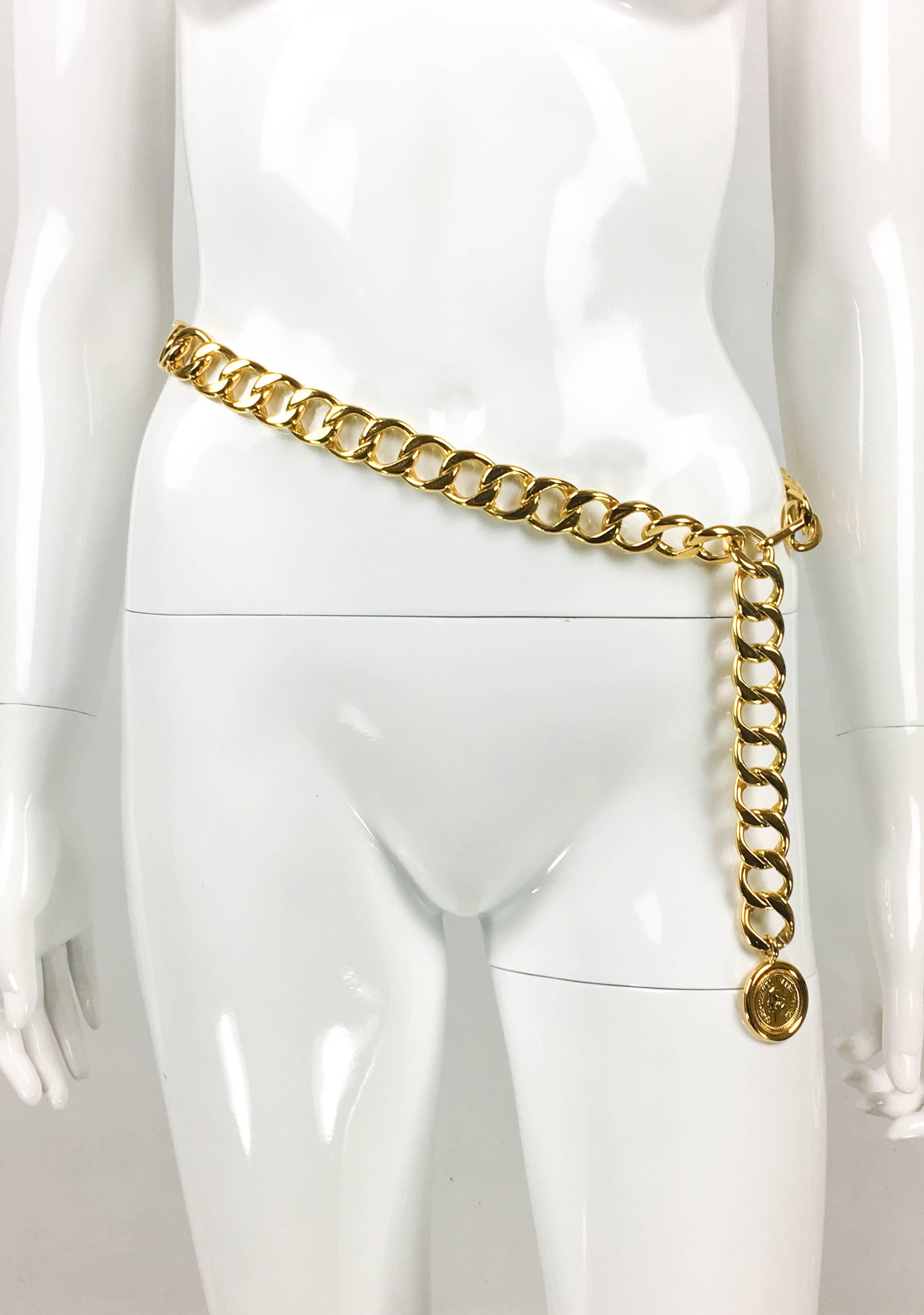1980's Chanel Gold-Tone Medallion Chain Belt / Necklace 1