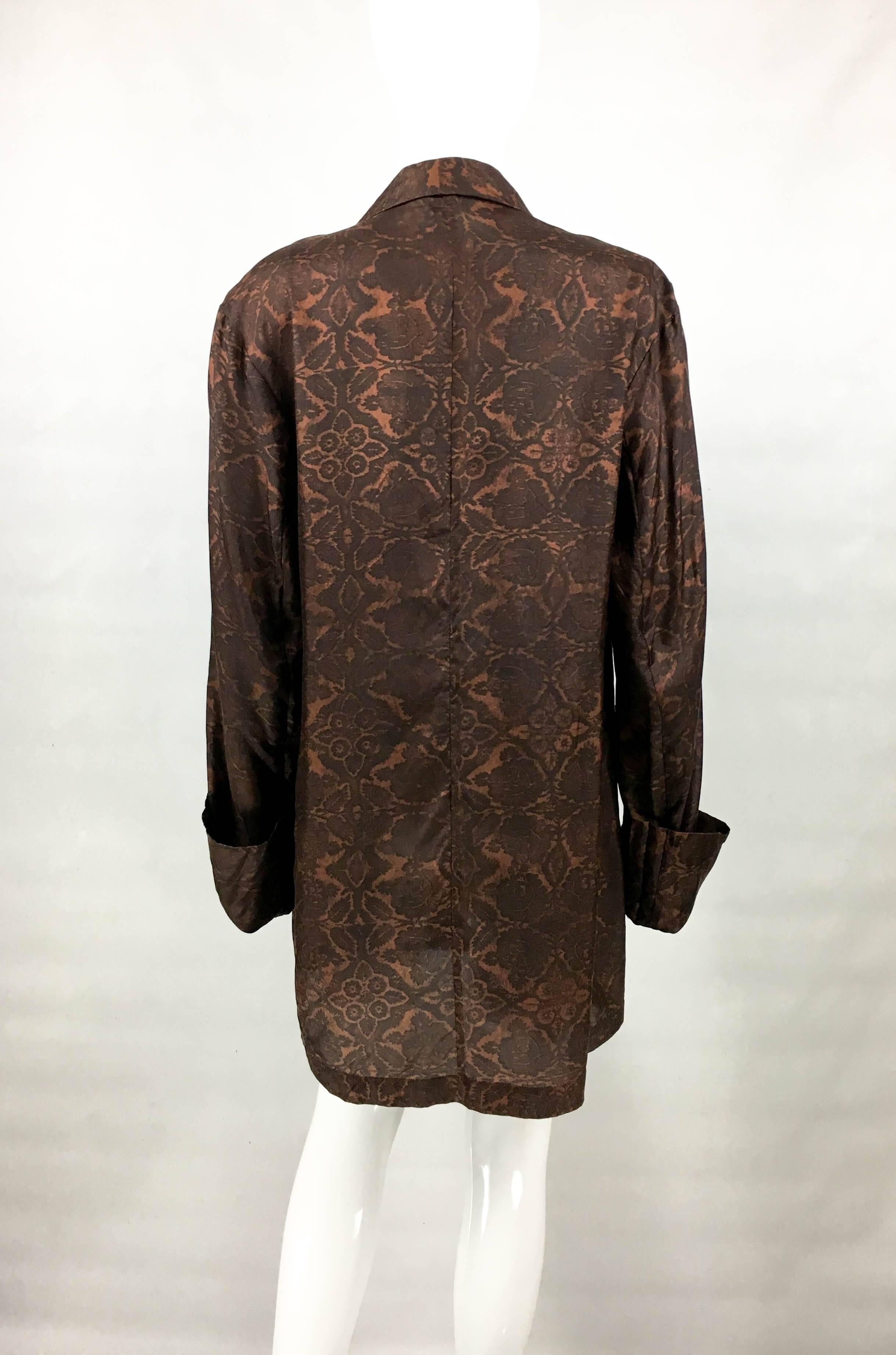 Women's 1990s Dries Van Noten Printed Silk Oversized Jacket / Shirt