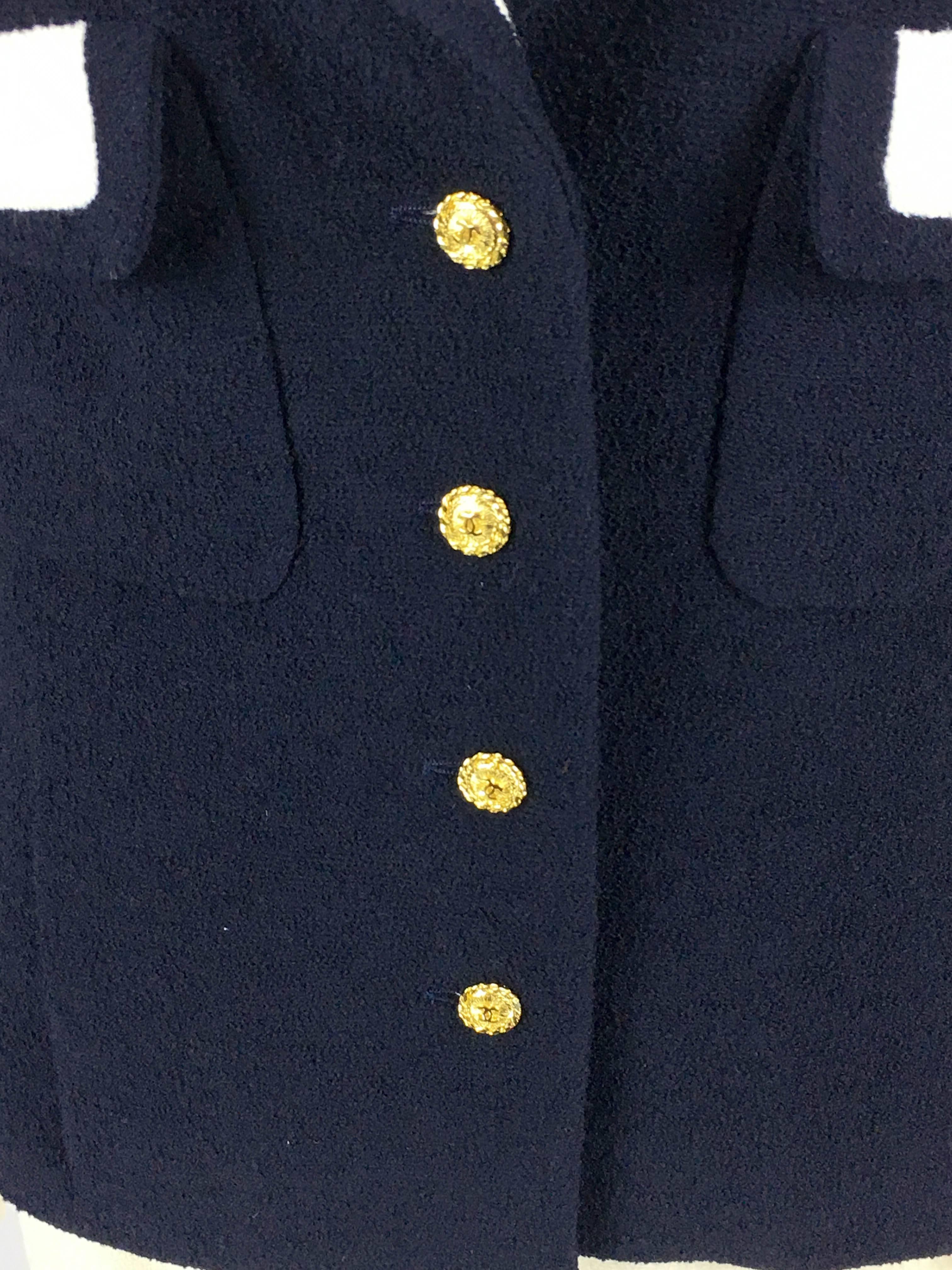 Chanel Nautical Inspired Navy and White Wool Skirt Suit, Circa 1982 1