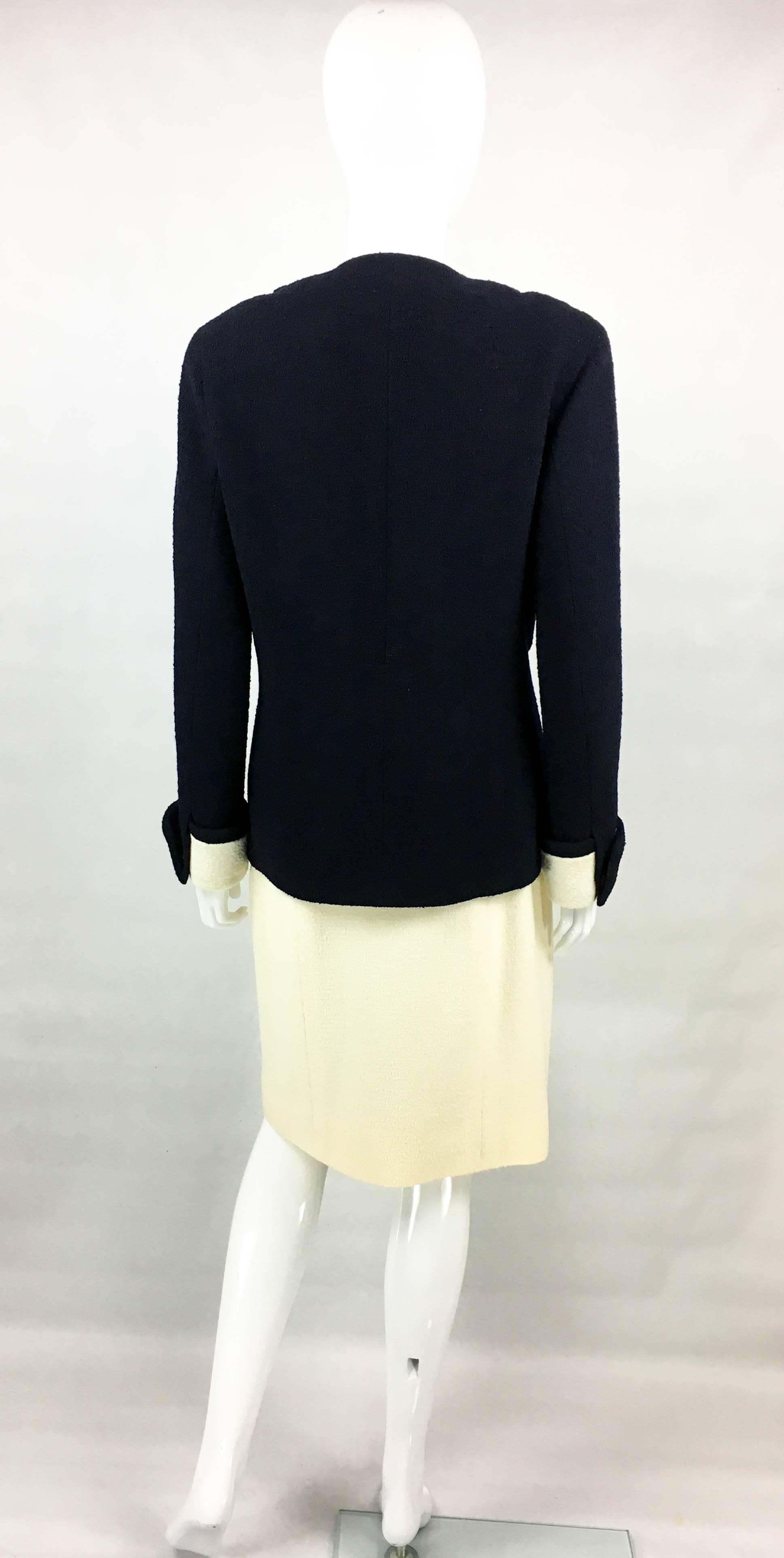 Chanel Nautical Inspired Navy and White Wool Skirt Suit, Circa 1982 4