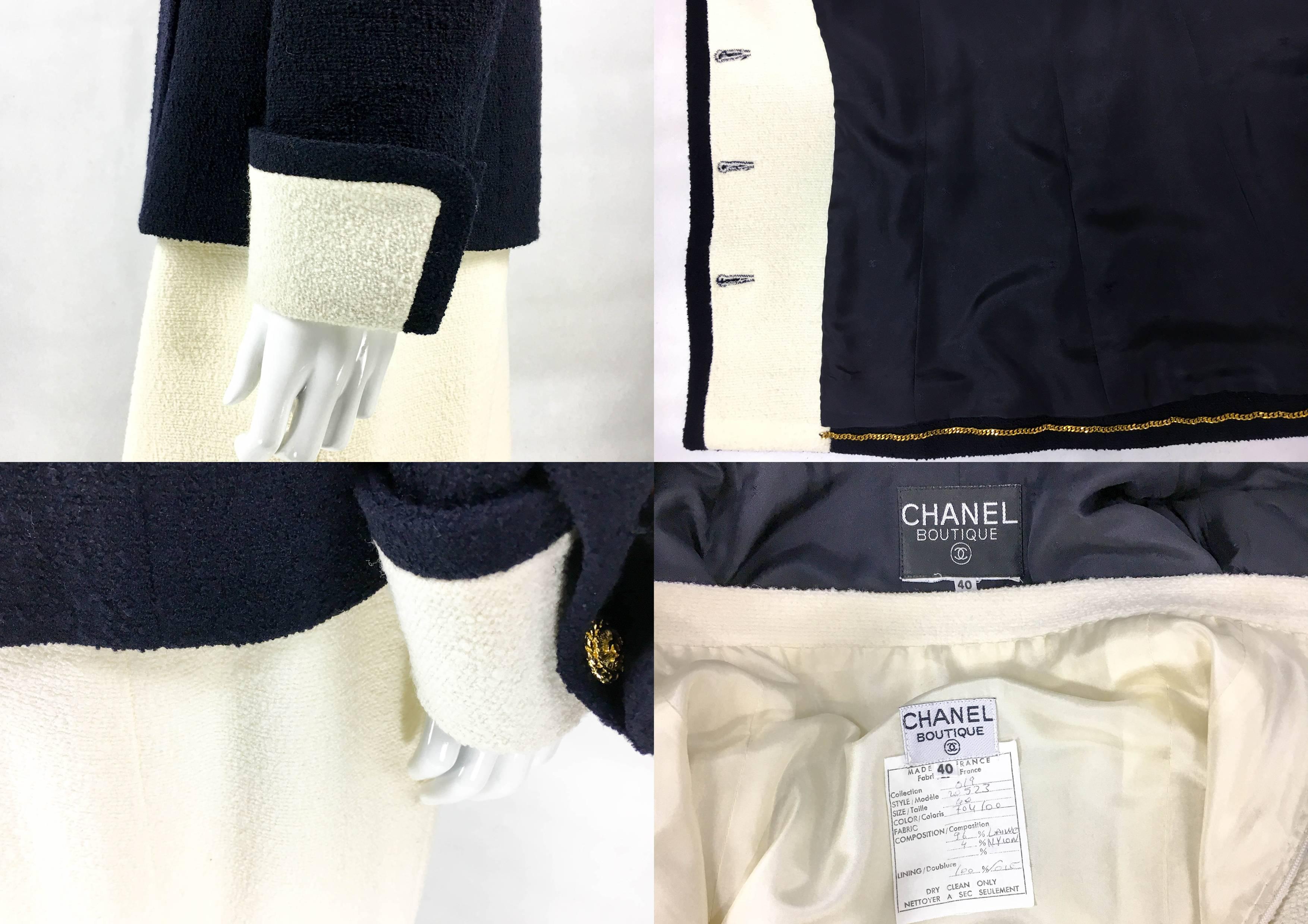 Chanel Nautical Inspired Navy and White Wool Skirt Suit, Circa 1982 5