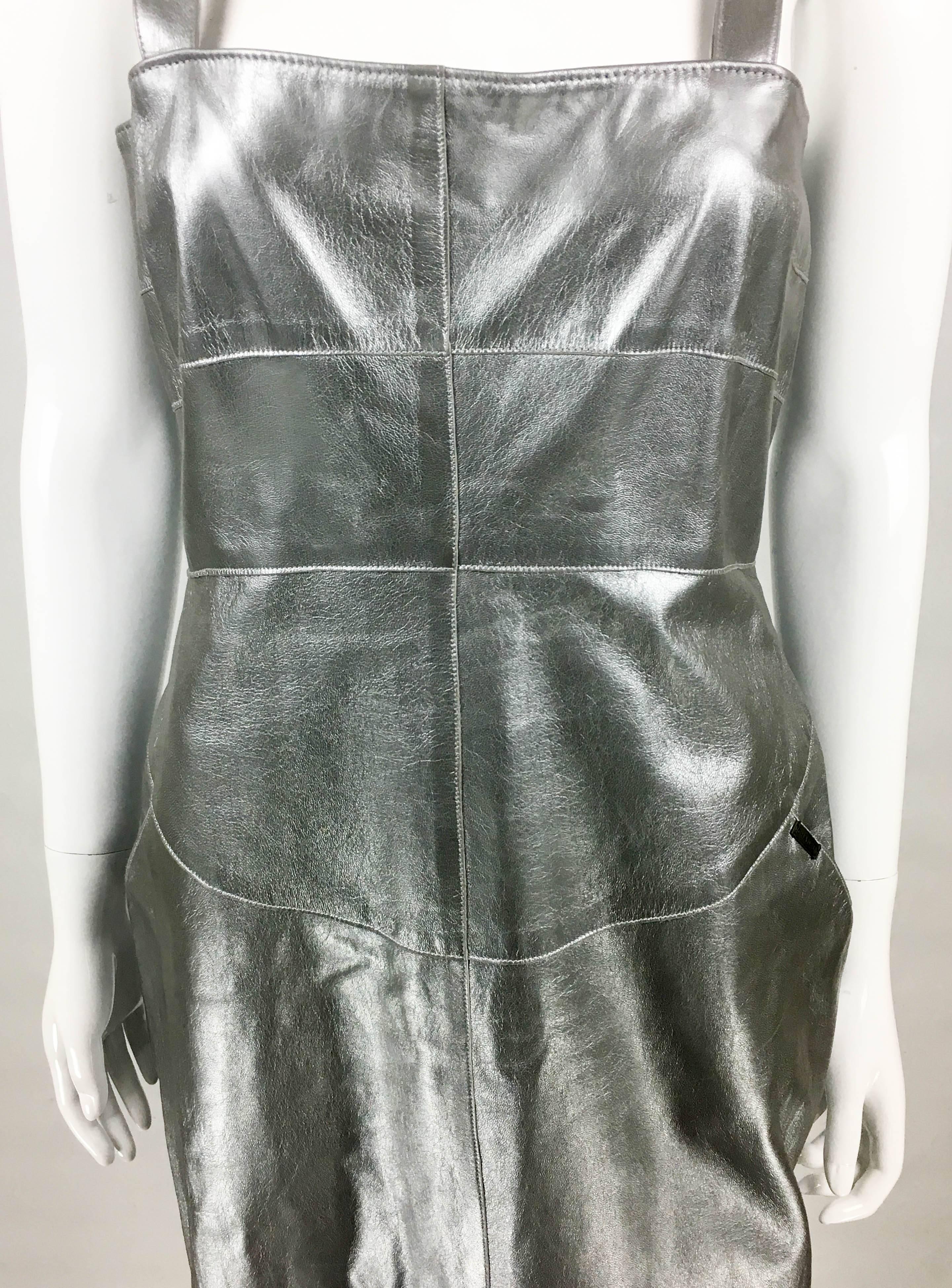 Chanel Runway Silver Lambskin Leather Dress, 1999 For Sale 2