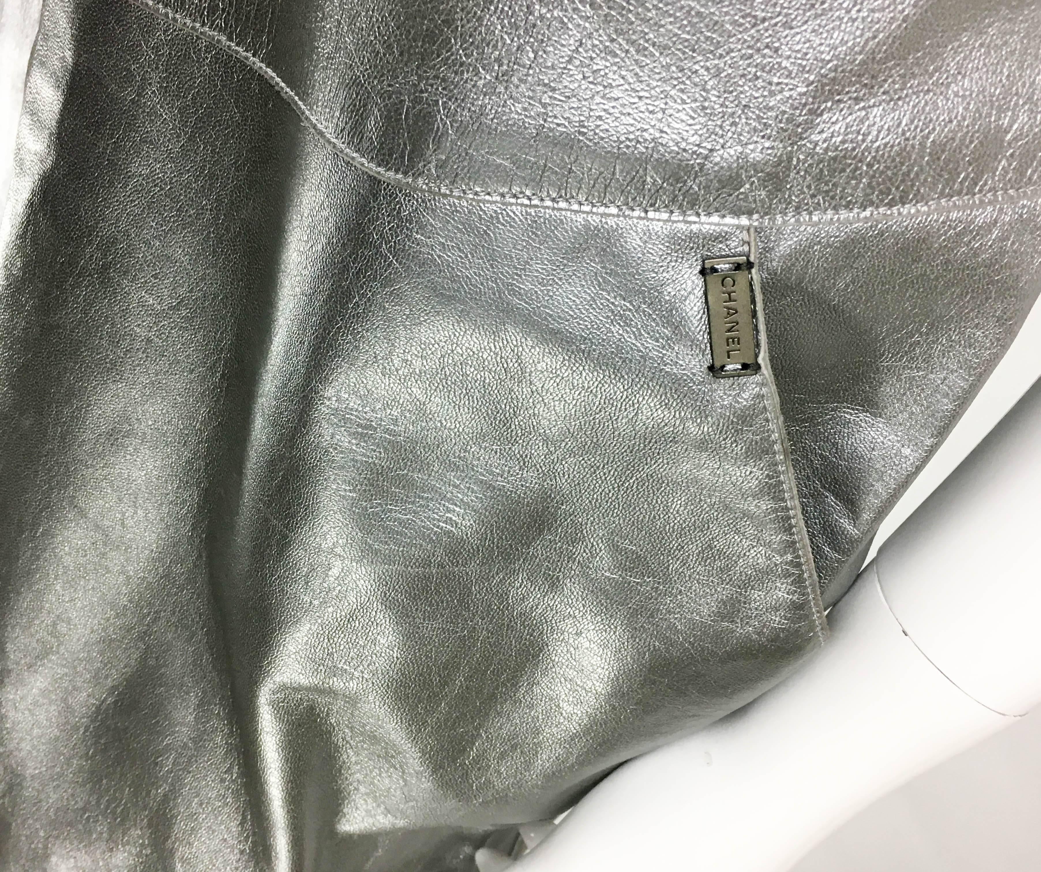 Chanel Runway Silver Lambskin Leather Dress, 1999 For Sale 3