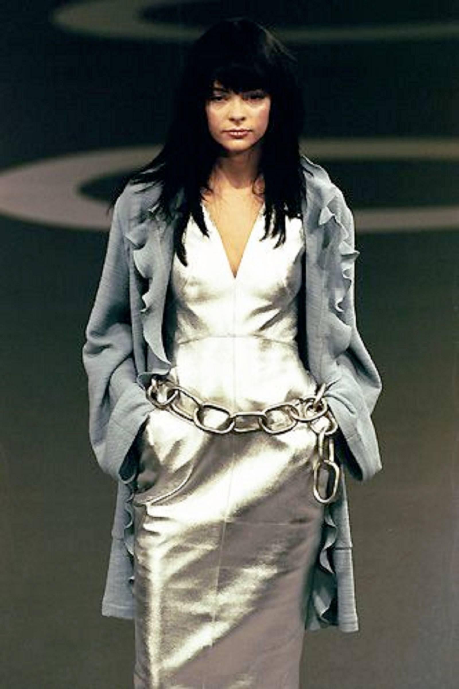Chanel Runway Silver Lambskin Leather Dress, 1999 For Sale 5