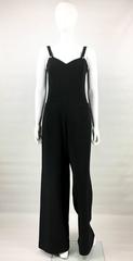 1995 Chanel Dungaree-Style Black Wool Jumpsuit