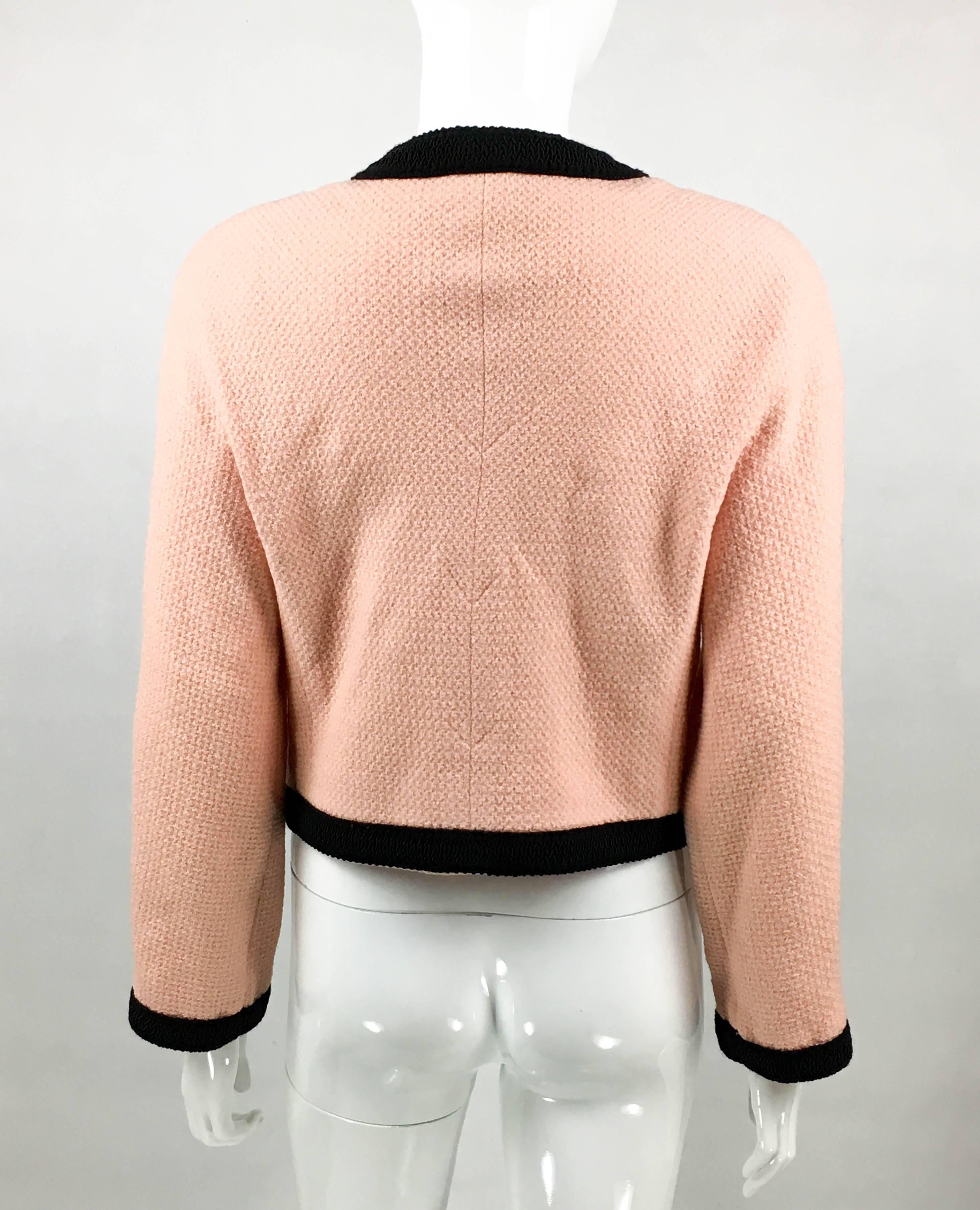 1990s Chanel Pink Tweed Cropped Jacket 1