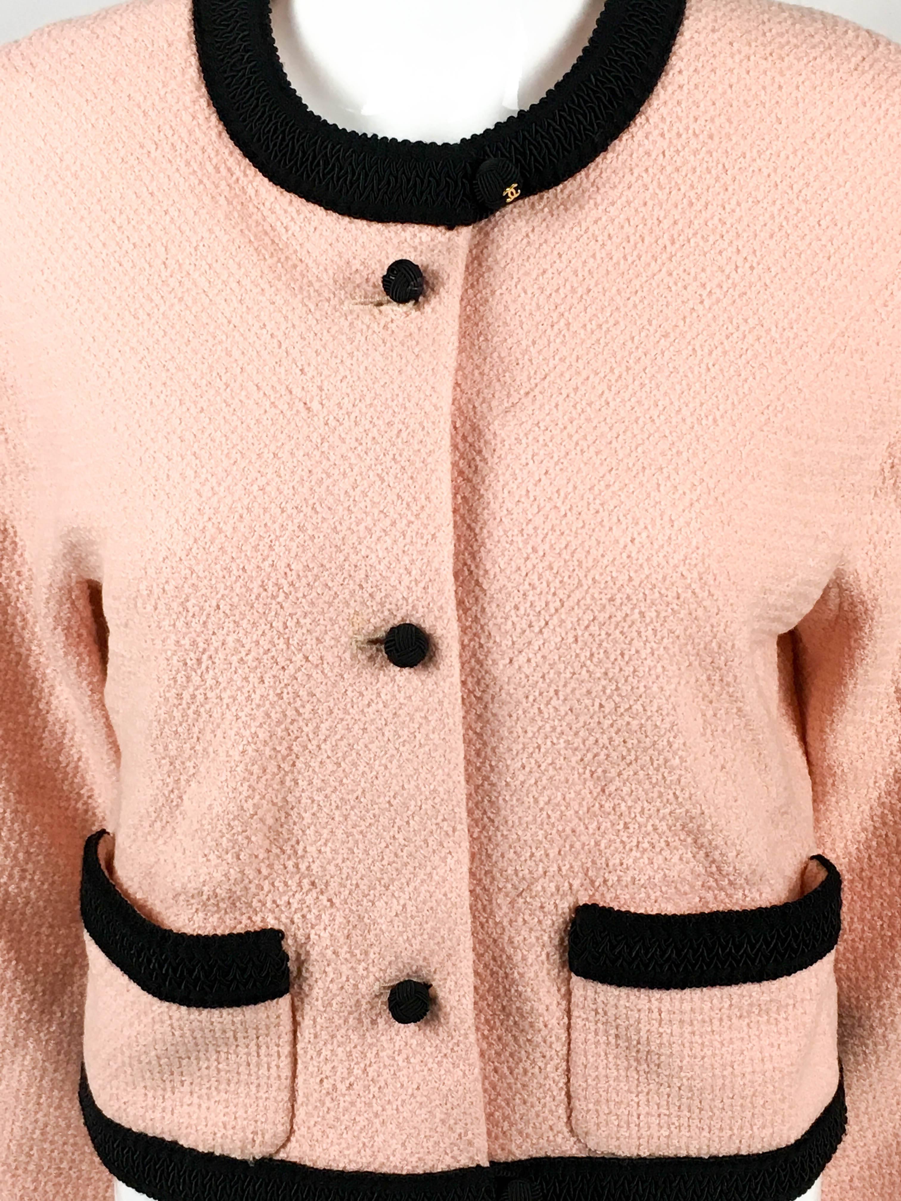 1990s Chanel Pink Tweed Cropped Jacket 2