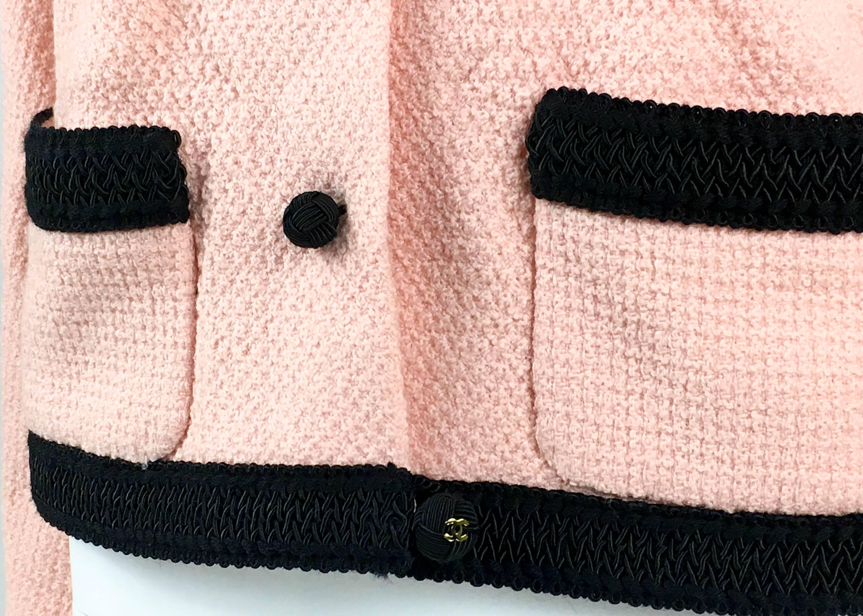 1990s Chanel Pink Tweed Cropped Jacket 3