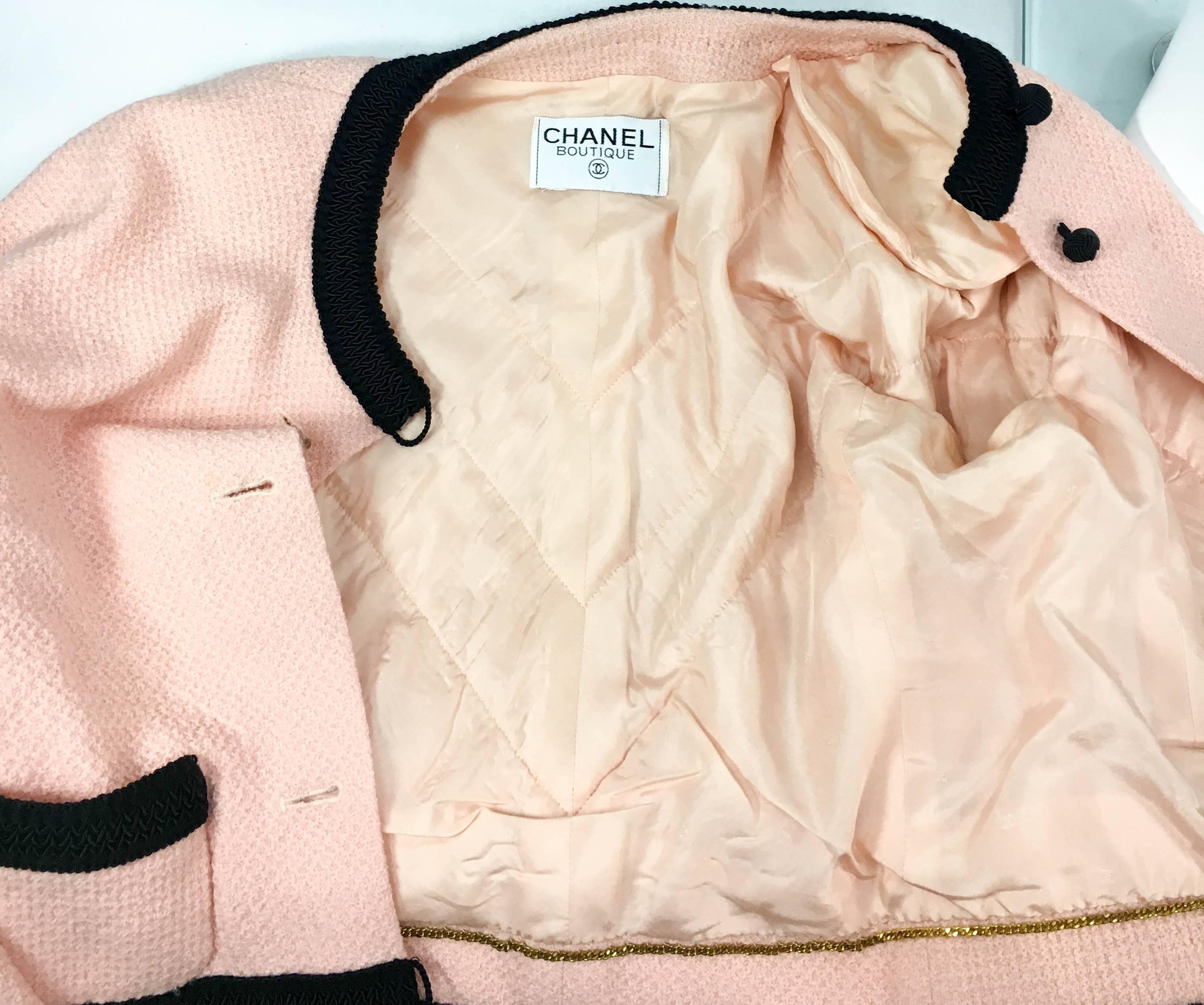 1990s Chanel Pink Tweed Cropped Jacket 4
