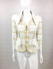 2005 Dior by Galliano Add Campaign and Runway Look White Leather and Lace Jacket
