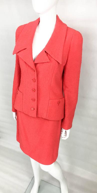 1994 Chanel Runway Look Hot Pink Bouclé Wool Skirt Suit For Sale at ...