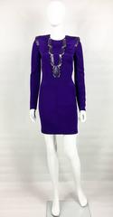 2010s Versace Royal Purple Body-Hugging Cocktail Dress