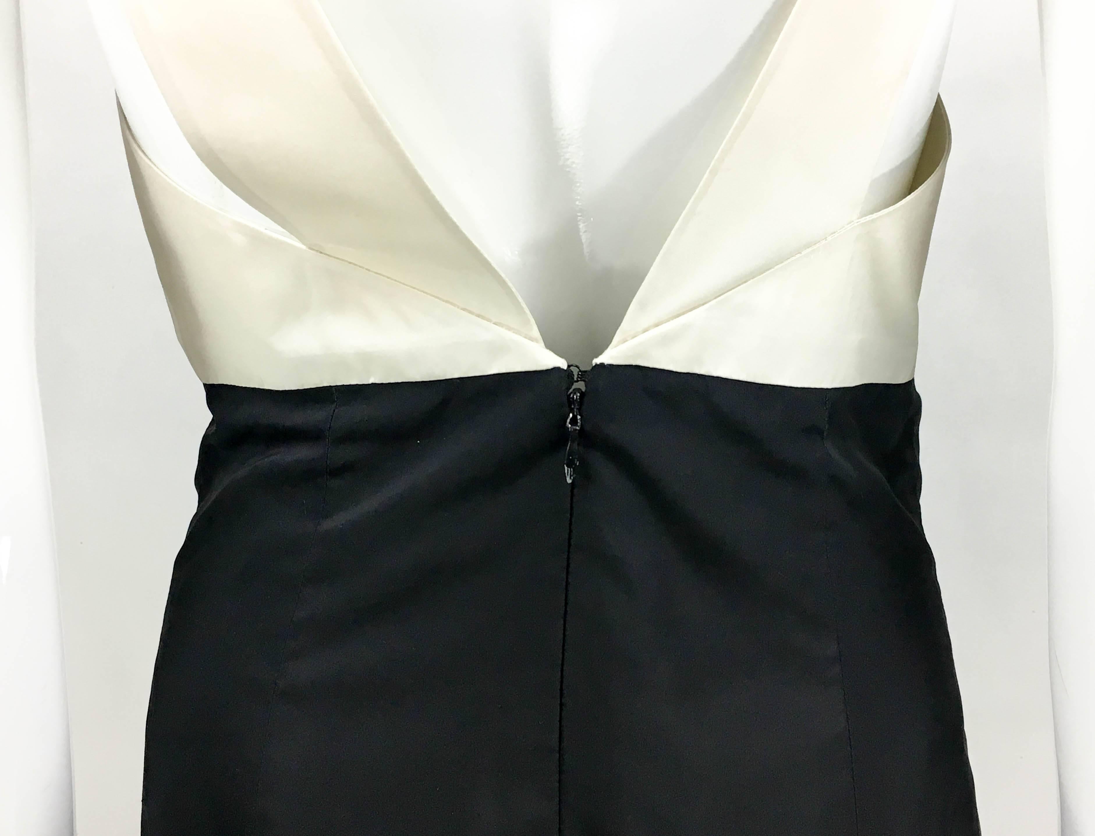 2006 Chanel Black and White Silk Cocktail Dress For Sale 5