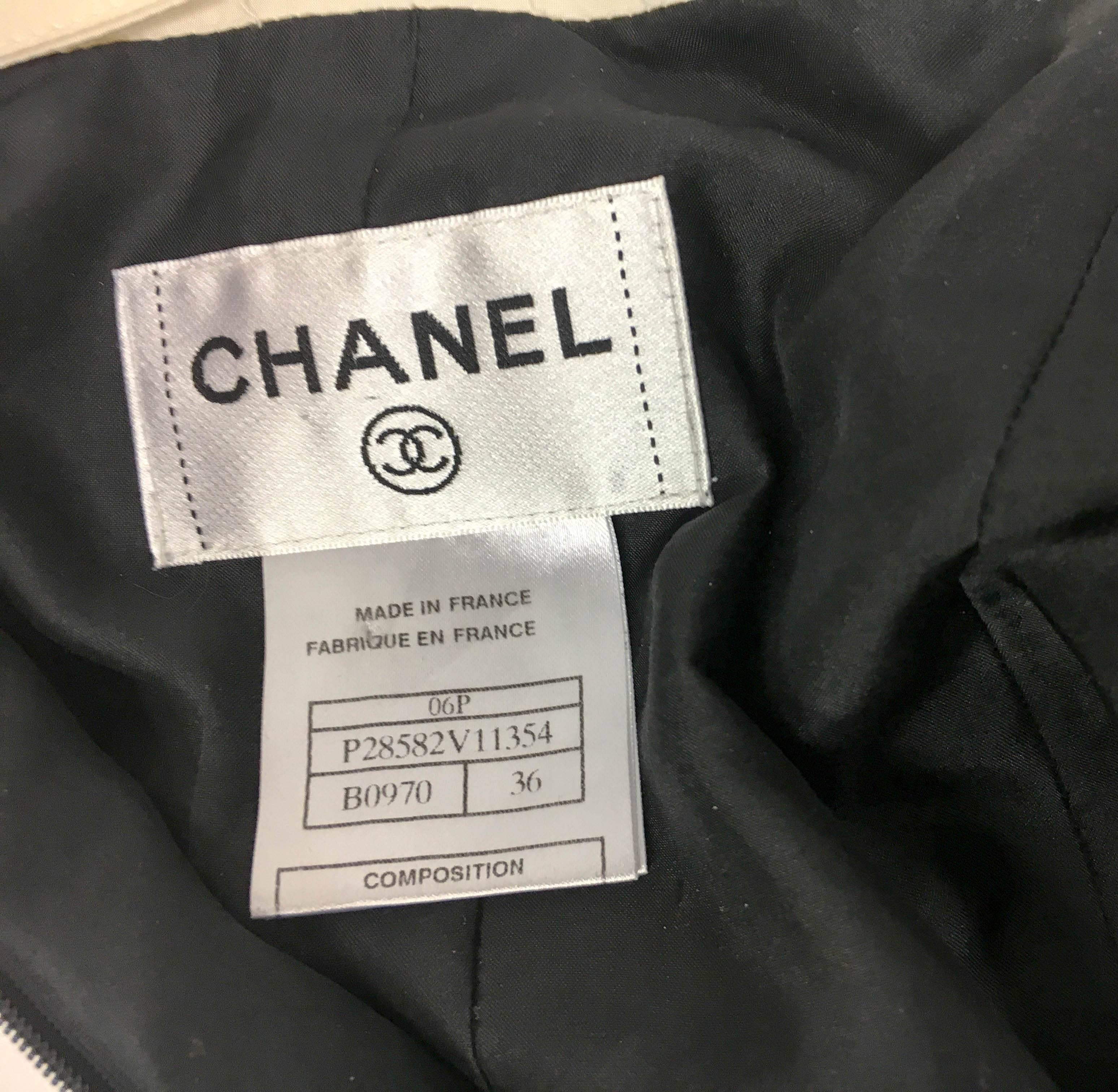 2006 Chanel Black and White Silk Cocktail Dress For Sale 6
