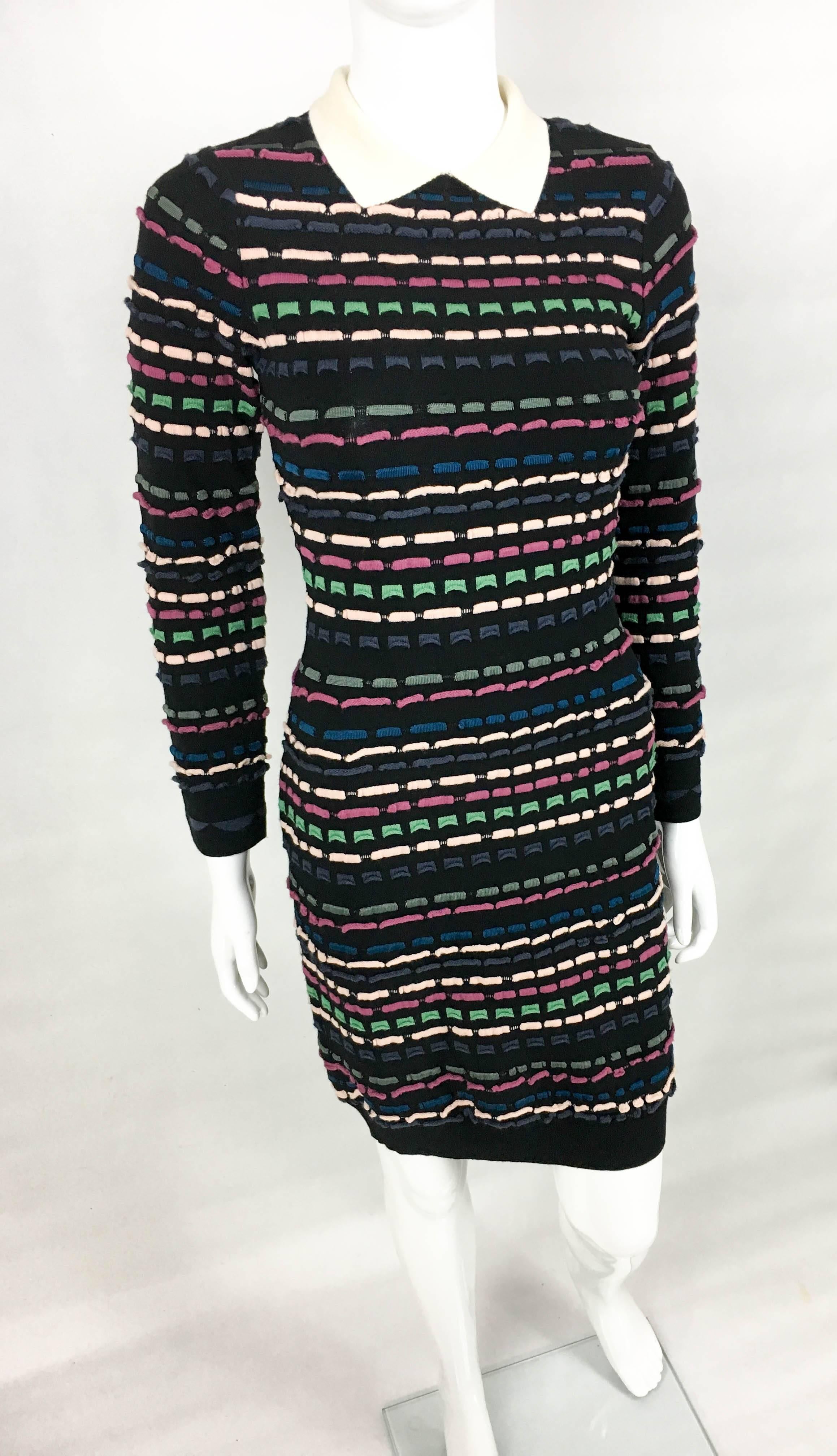 Women's 2010's Missoni Multi-Coloured Striped Black Dress For Sale